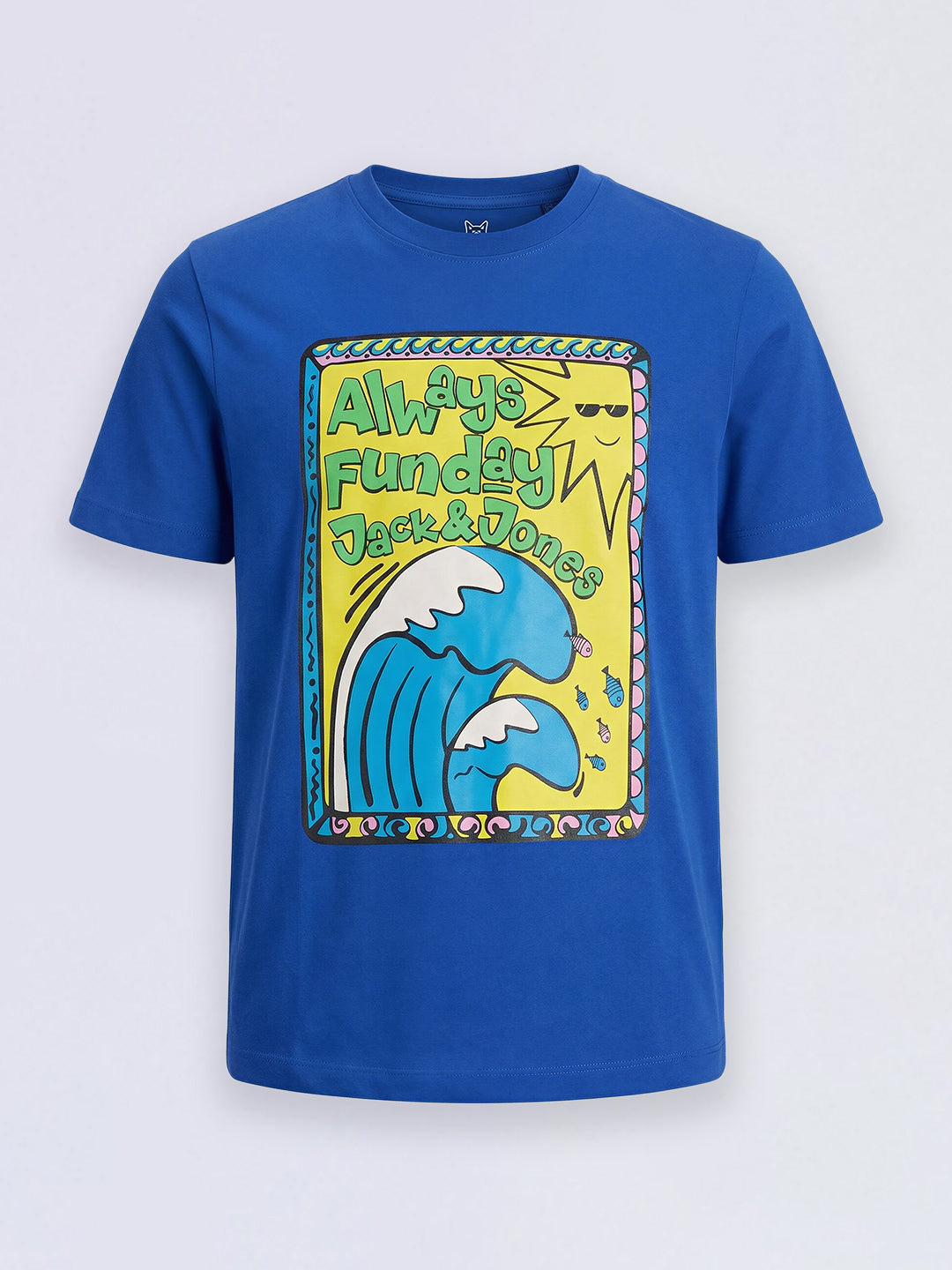 Boys Dark Blue Graphic Print Cotton Regular Fit T-Shirt