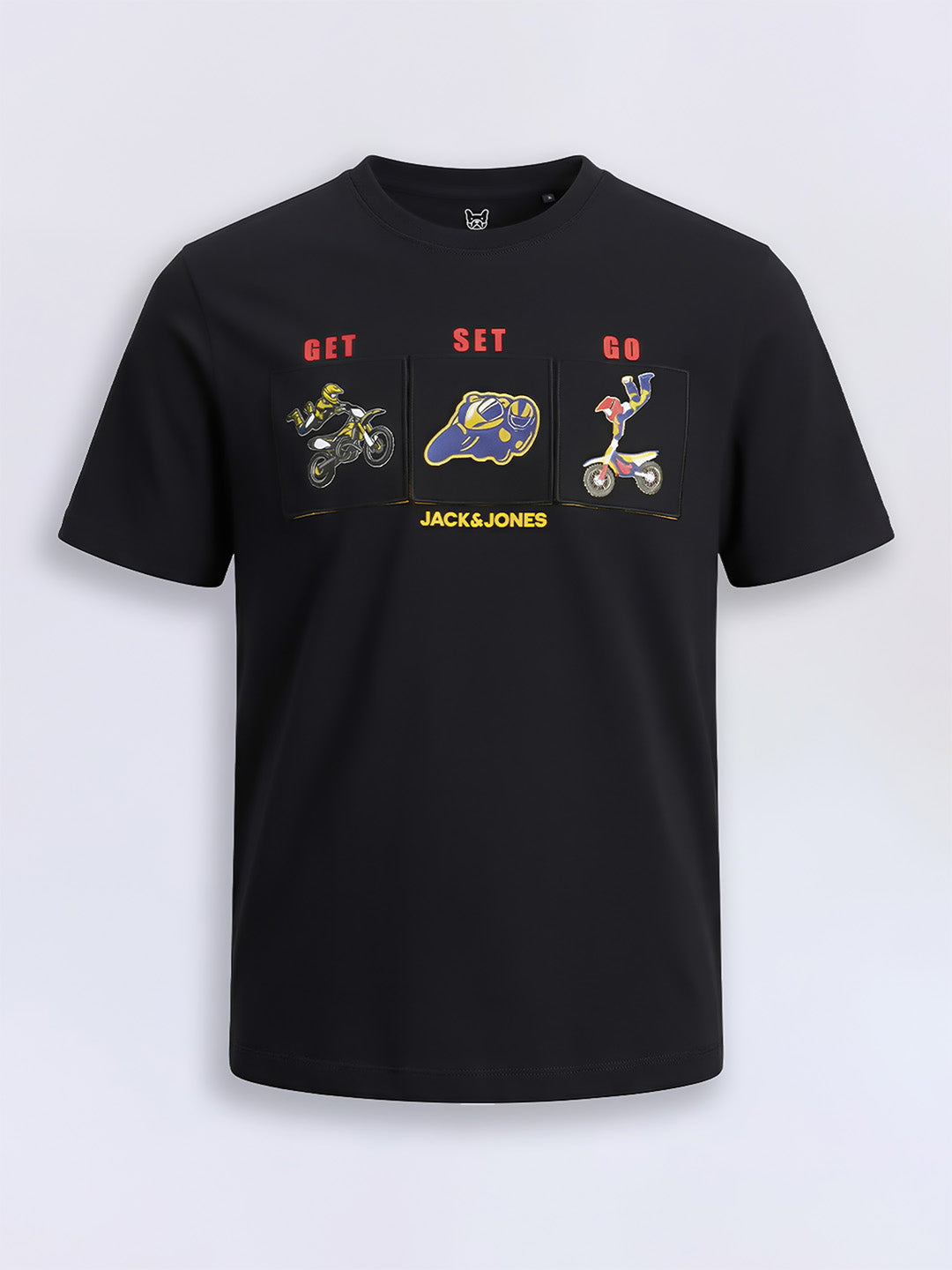 Boys Black Graphic Print Cotton Regular Fit T-Shirt