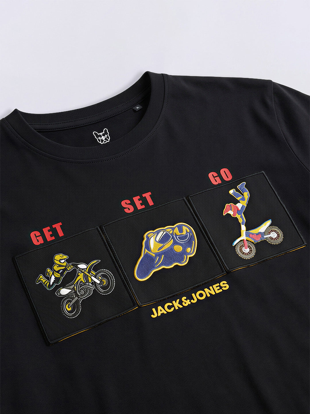 Boys Black Graphic Print Cotton Regular Fit T-Shirt