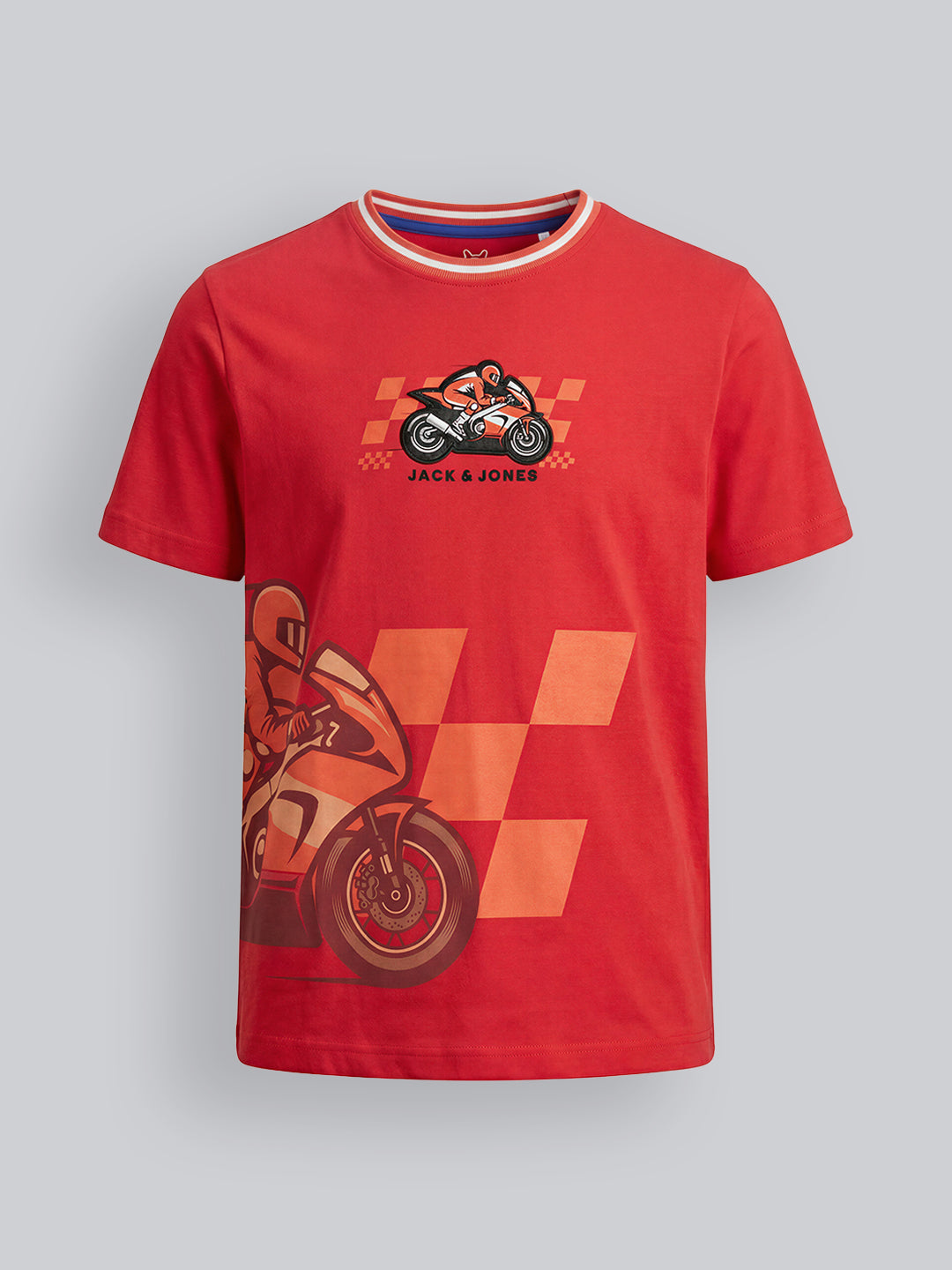 Boys Racing Graphic Print Cotton Crew Neck T-Shirt