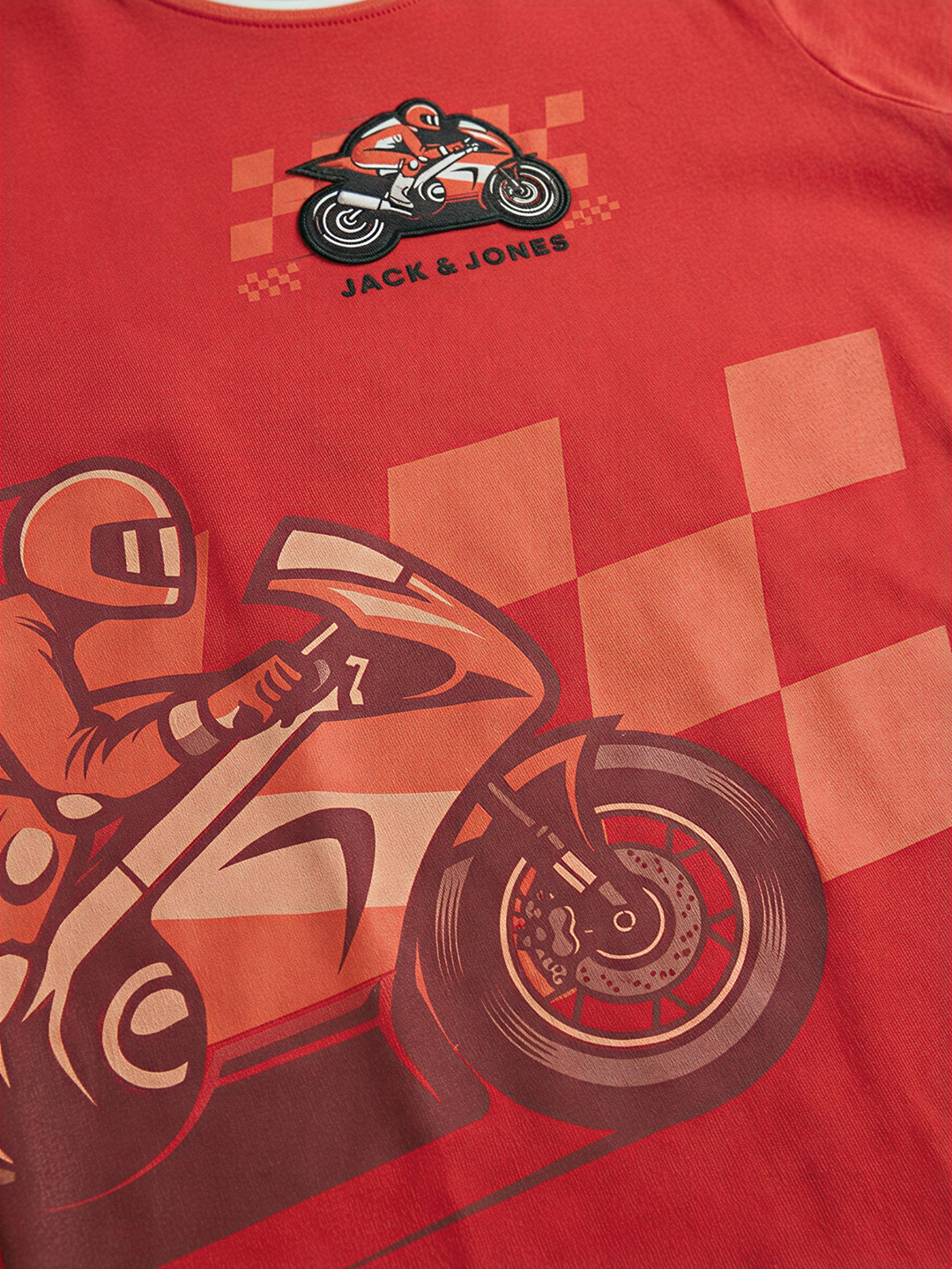 Boys Racing Graphic Print Cotton Crew Neck T-Shirt
