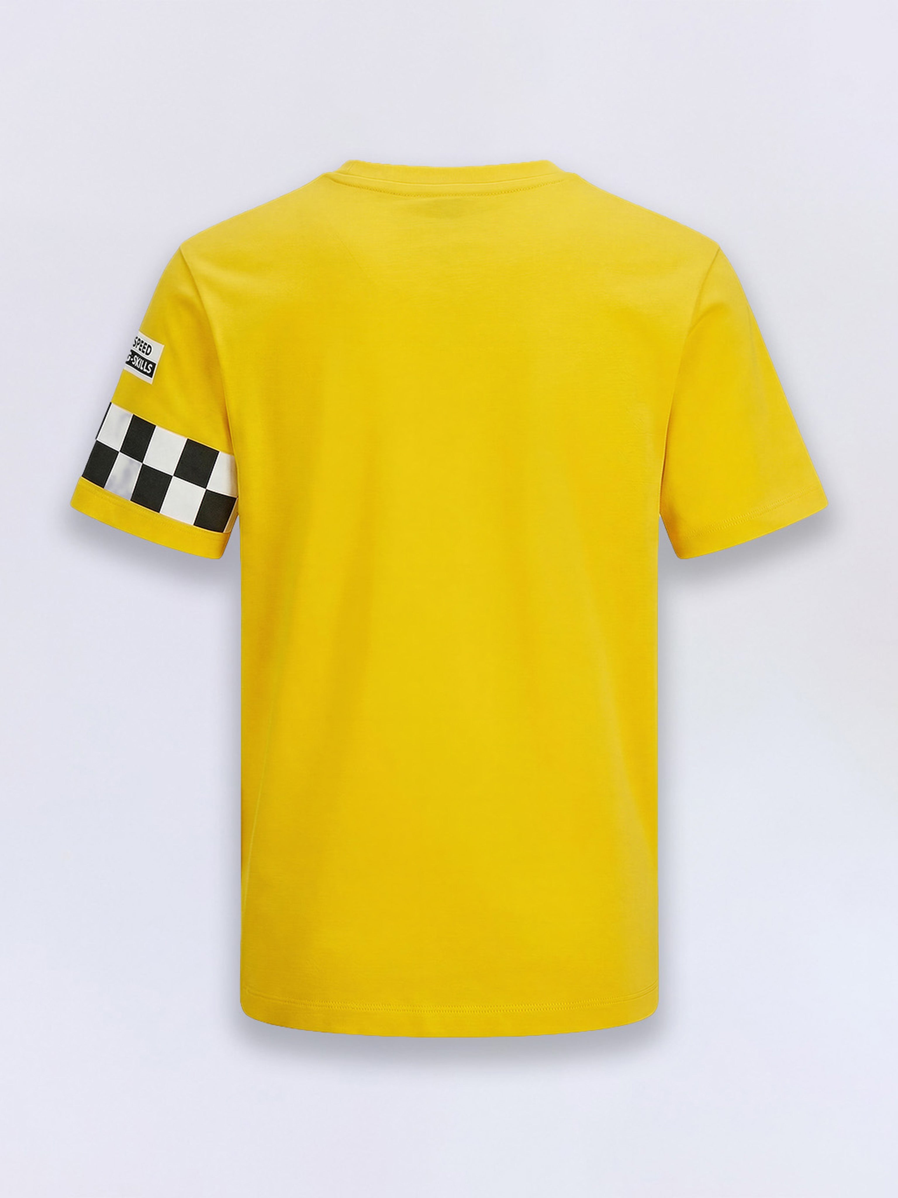Boys Vibrant Yellow Racer Graphic Cotton T-Shirt