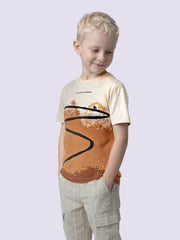 Boys Cream Scenic Print Cotton Oversized T-Shirt