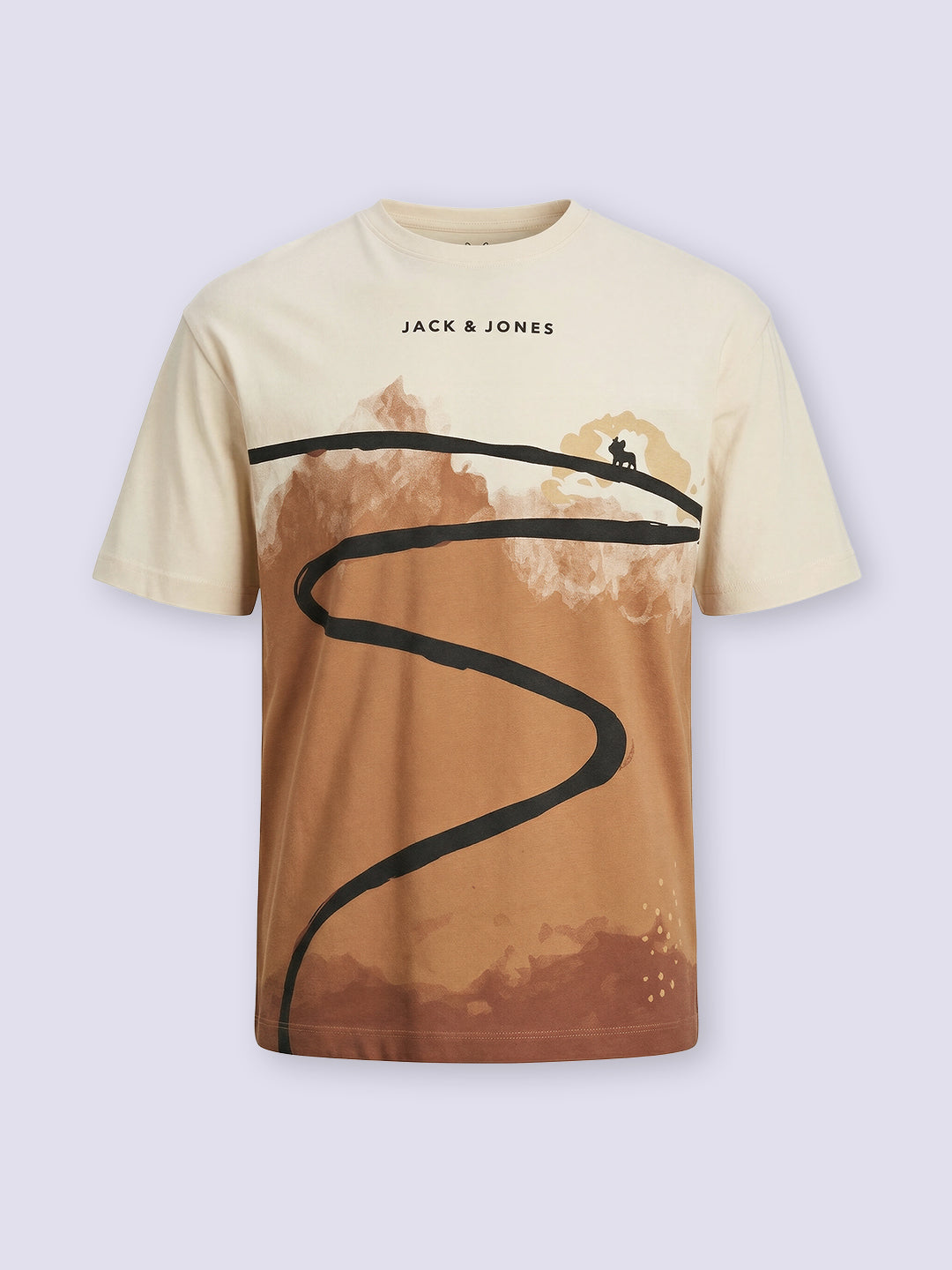 Boys Cream Scenic Print Cotton Oversized T-Shirt
