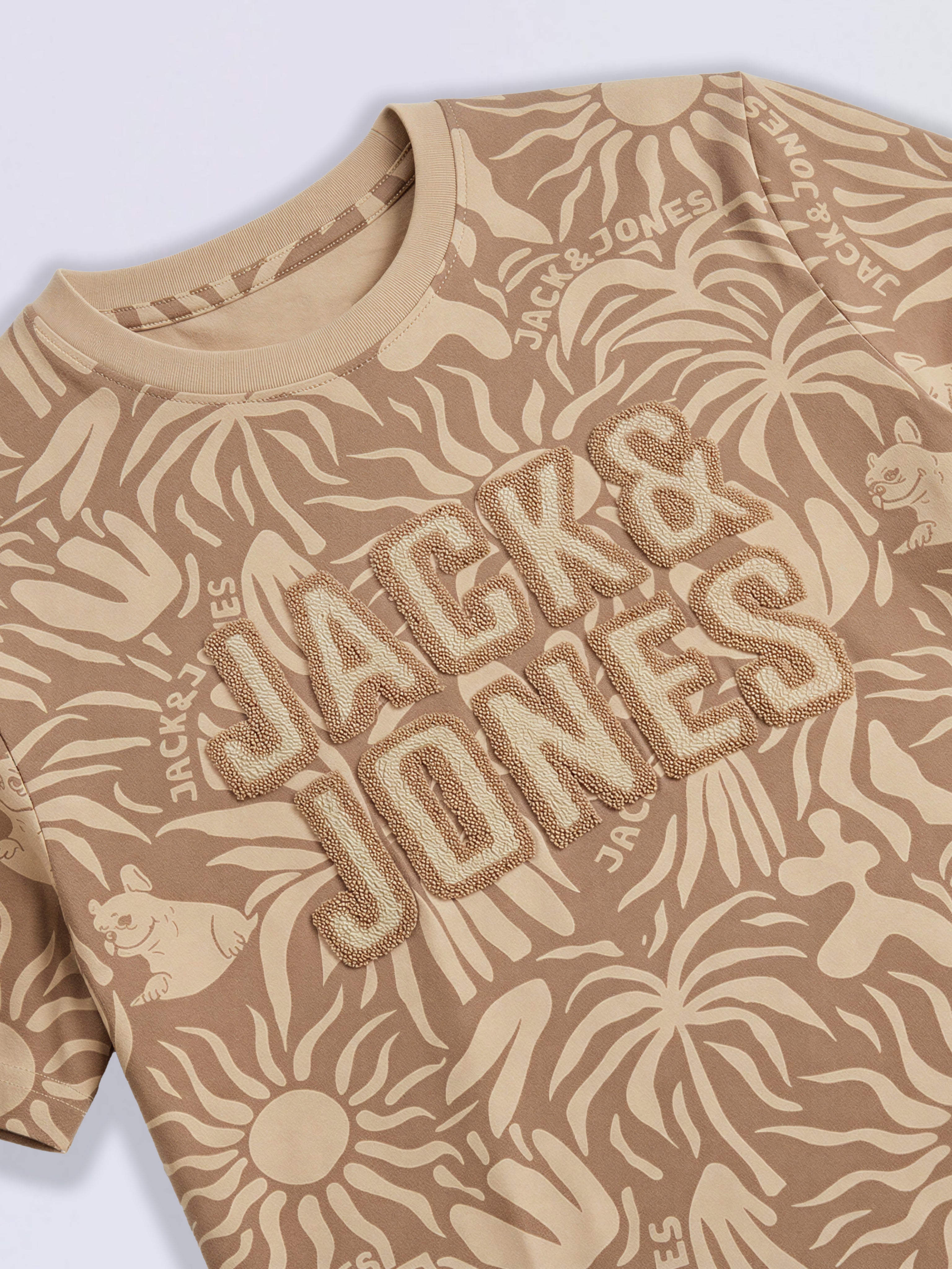 Boys Brown Embroidered Logo Cotton Regular Fit T-Shirt