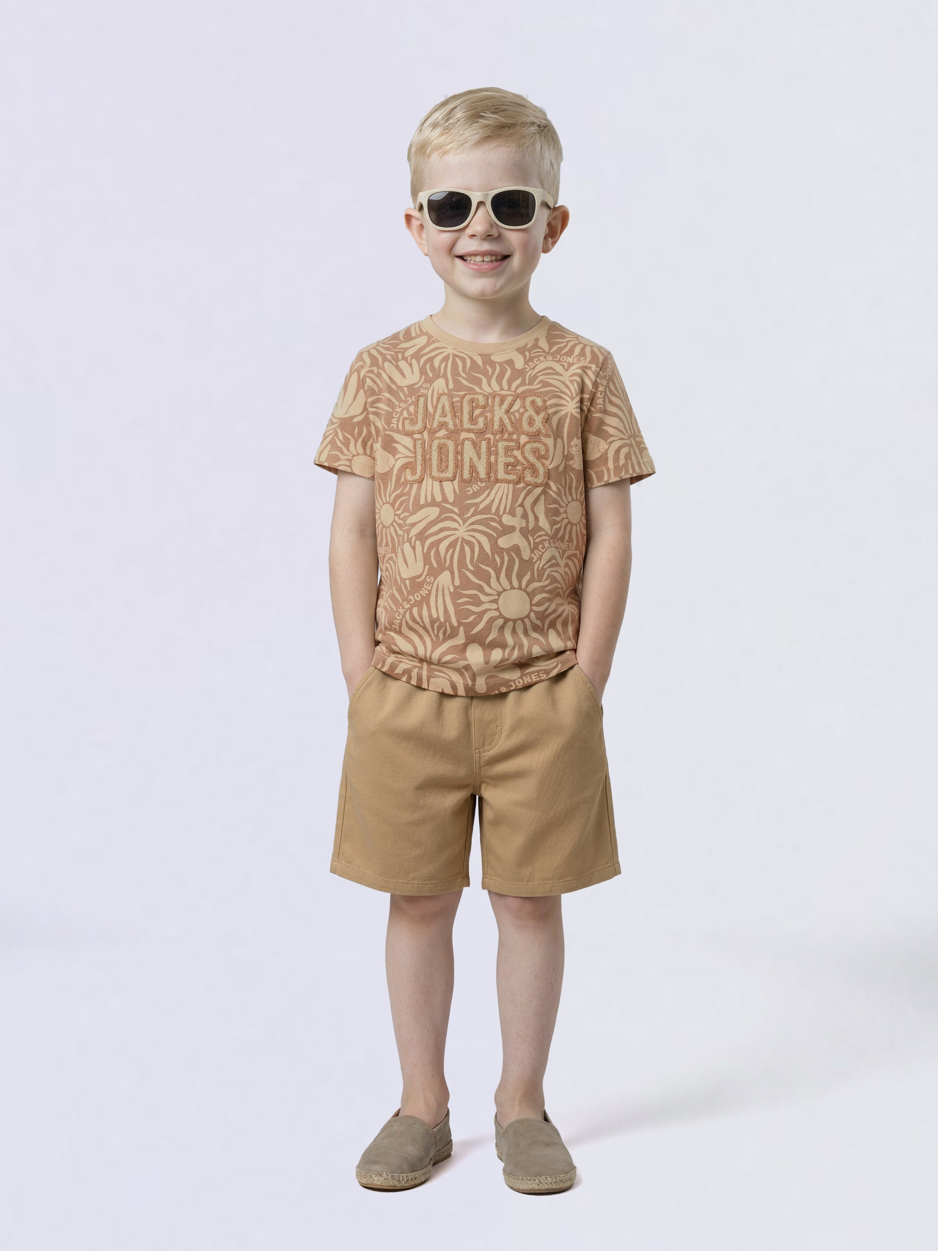Boys Brown Embroidered Logo Cotton Regular Fit T-Shirt