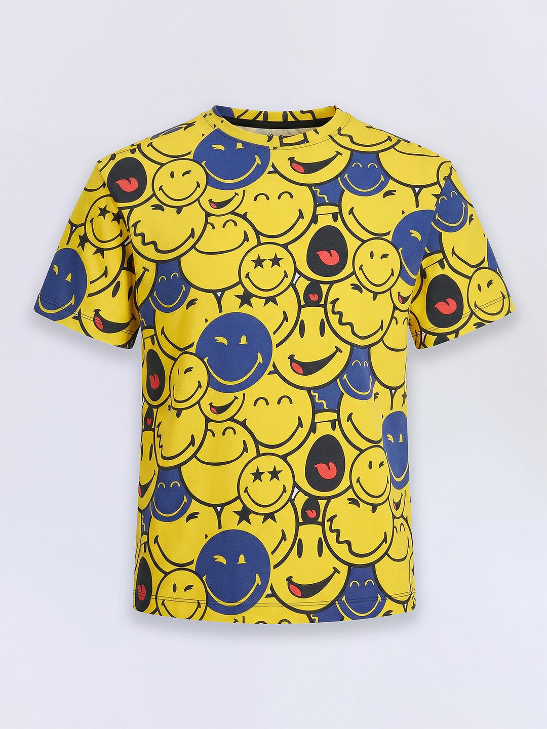 Boys Yellow Smiley Face Oversized Cotton T-Shirt