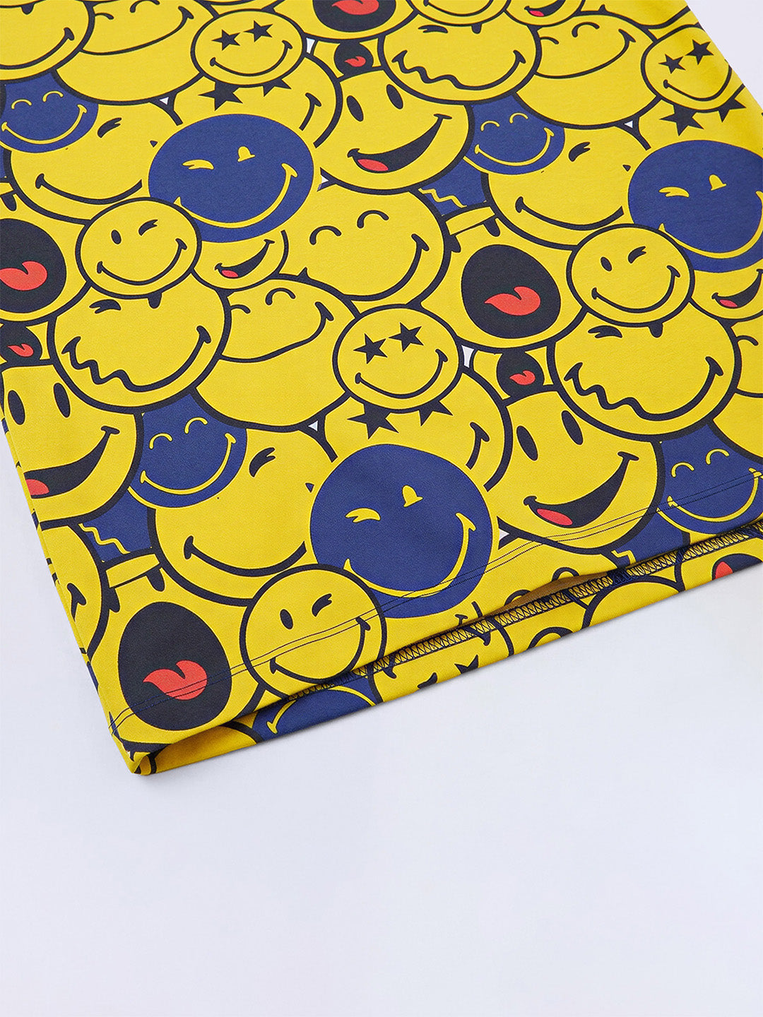Boys Yellow Smiley Face Oversized Cotton T-Shirt