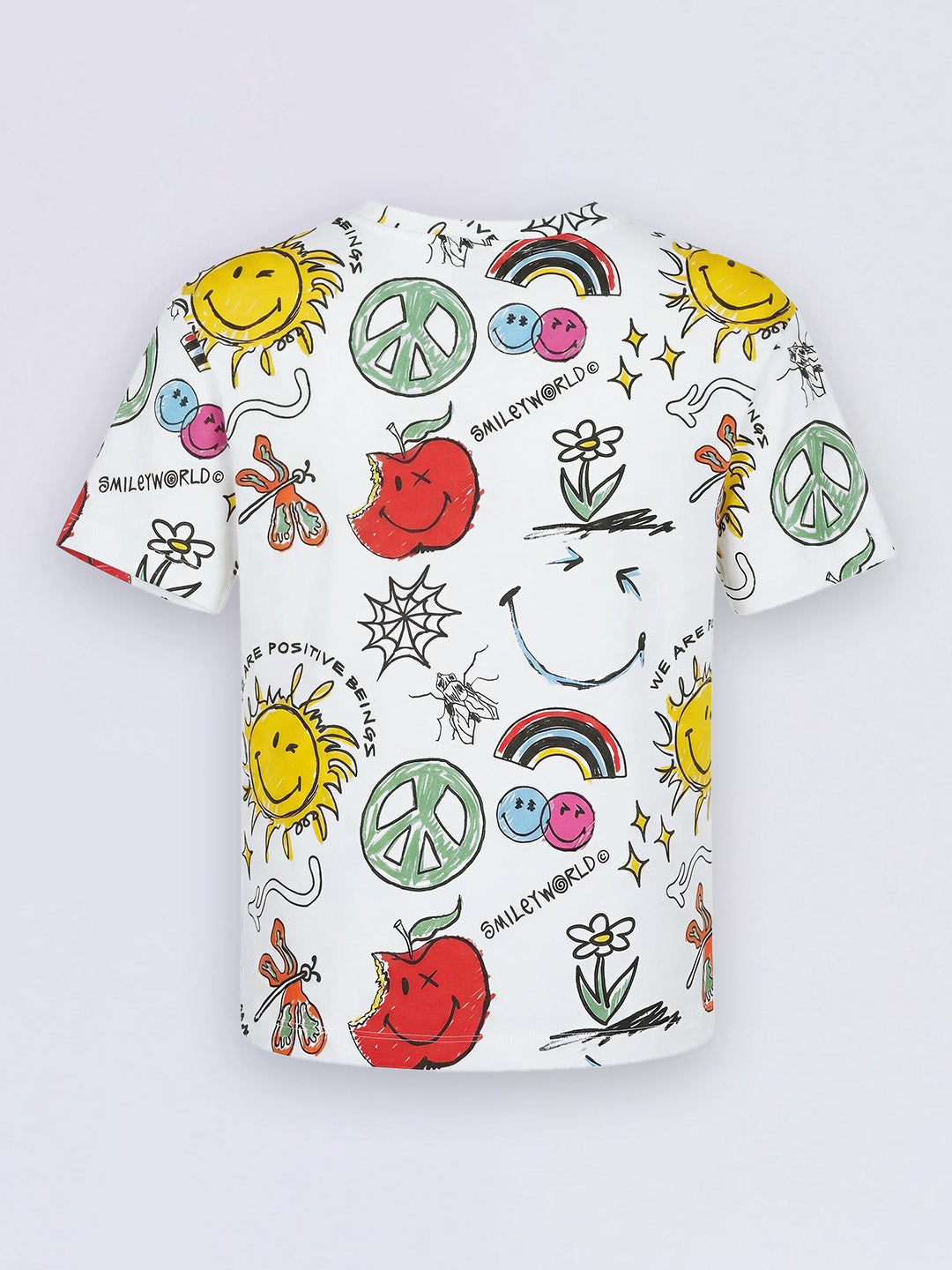Boys White Smiley World Oversized Cotton T-Shirt