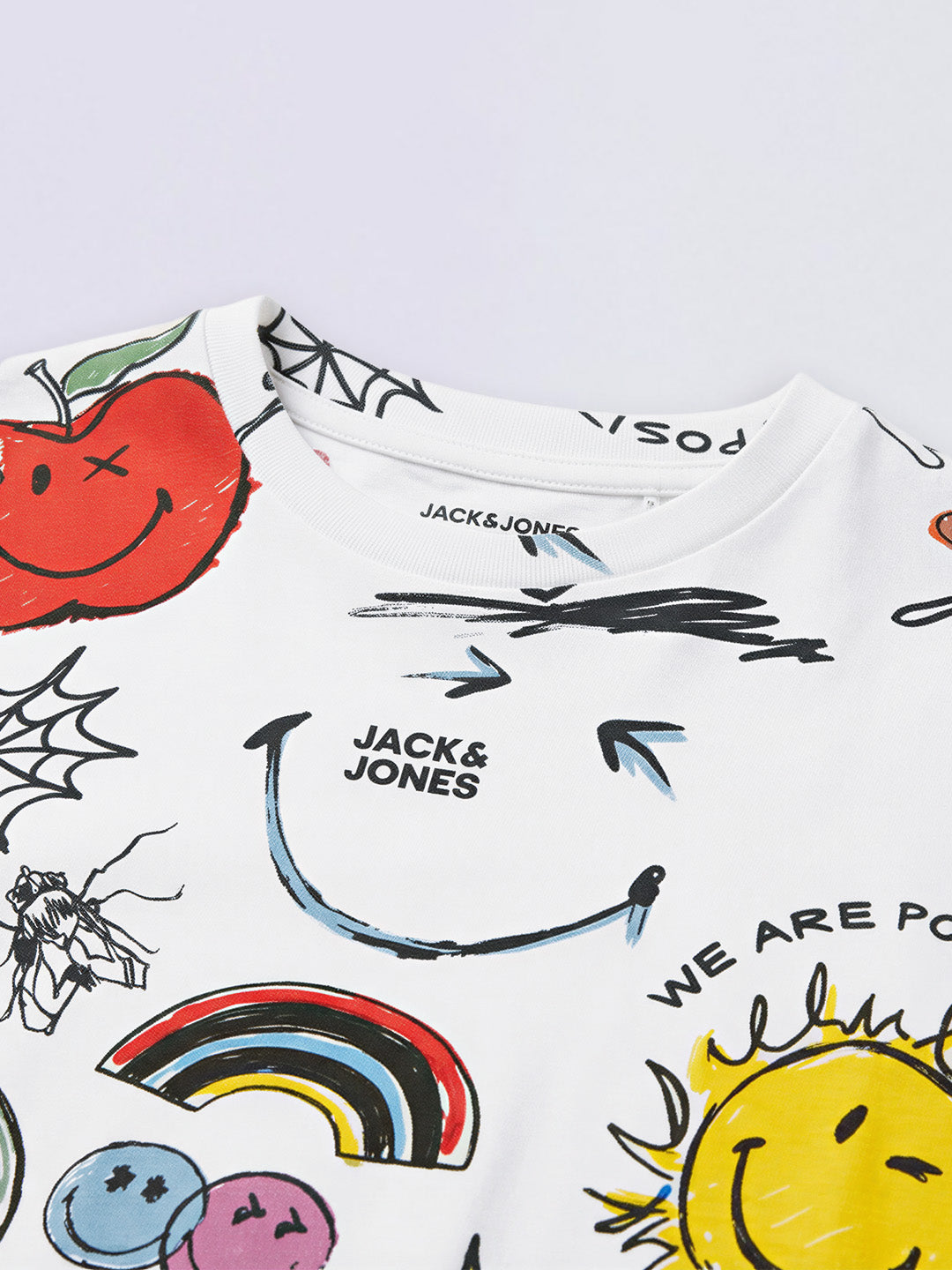 Boys White Smiley World Oversized Cotton T-Shirt