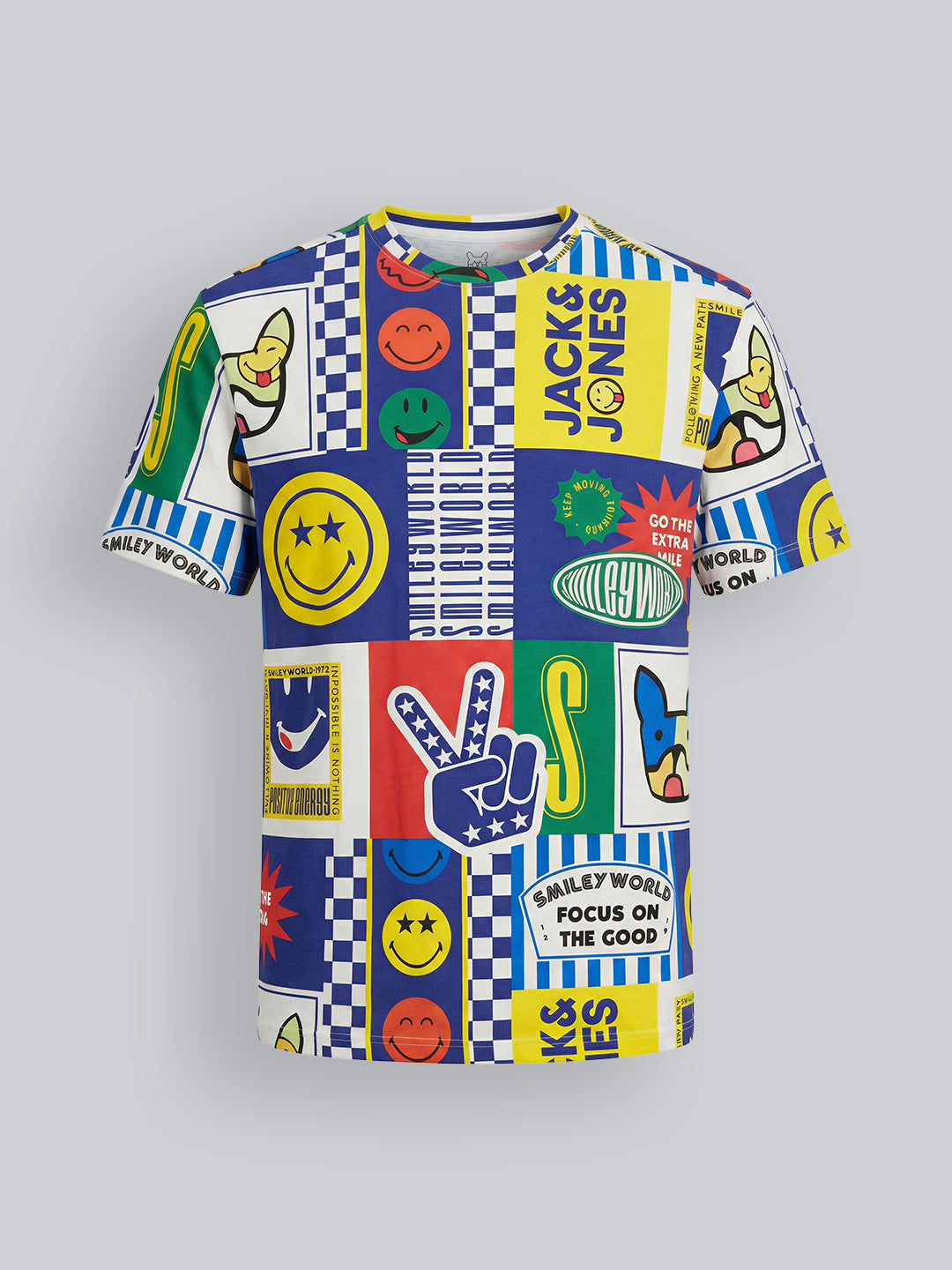 Boys Cotton Smiley Print Oversized Crew Neck T-Shirt
