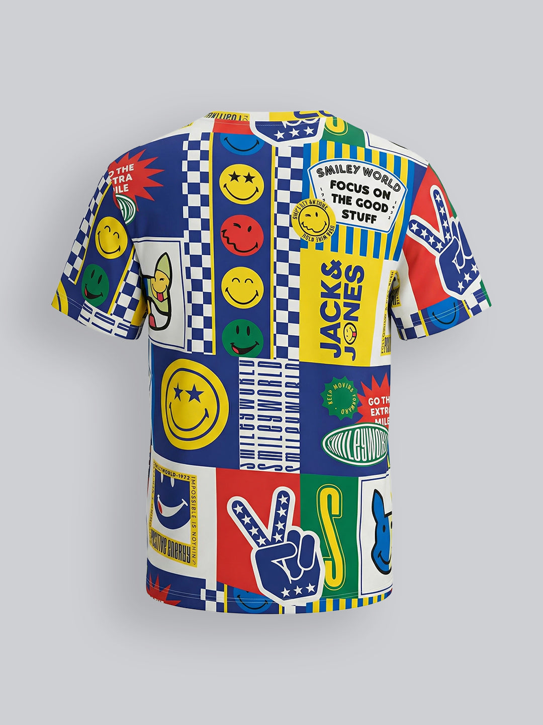 Boys Cotton Smiley Print Oversized Crew Neck T-Shirt