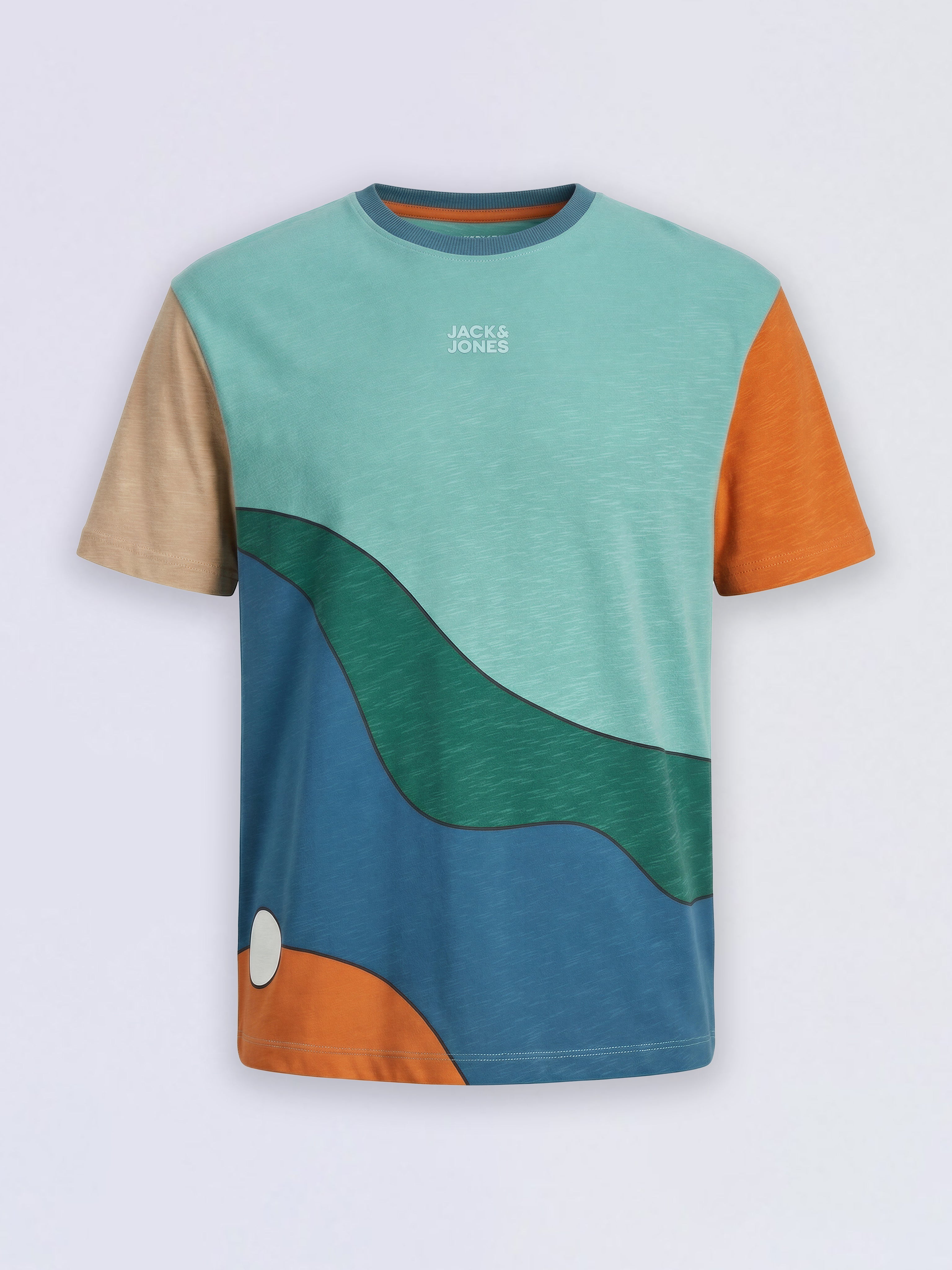 Boys Green Colourblocked Print Cotton Oversized T-Shirt