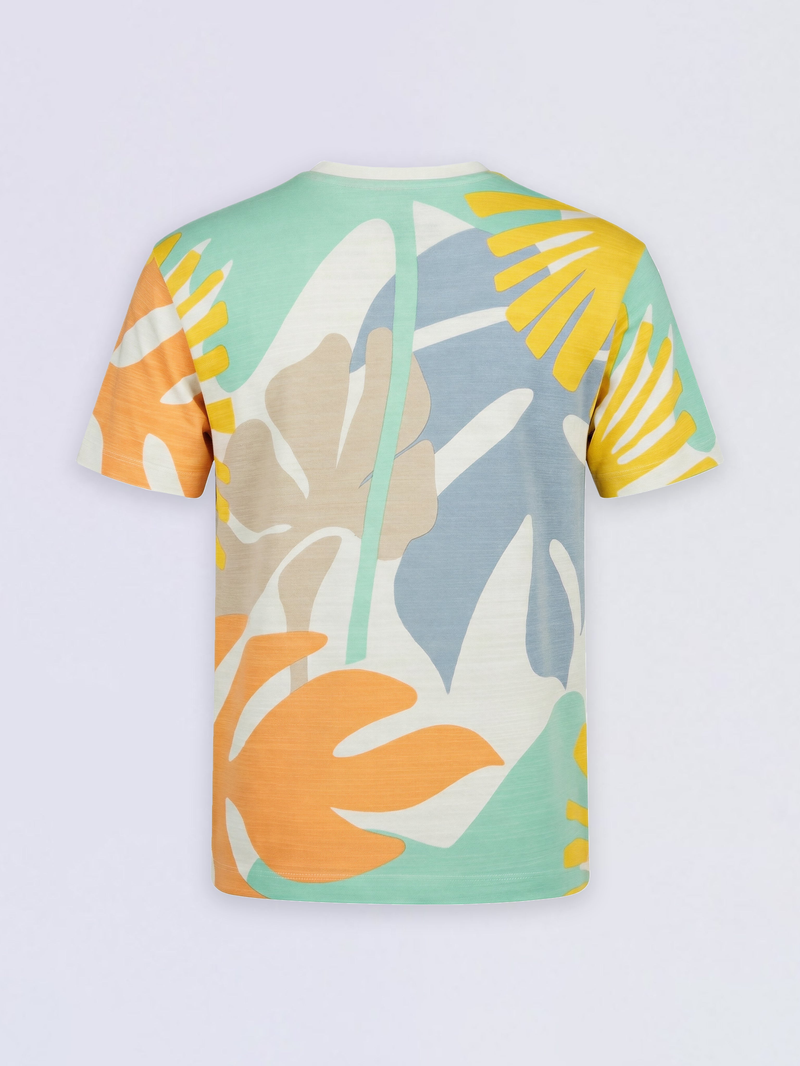 Boys White Tropical Print Cotton Regular Fit T-Shirt