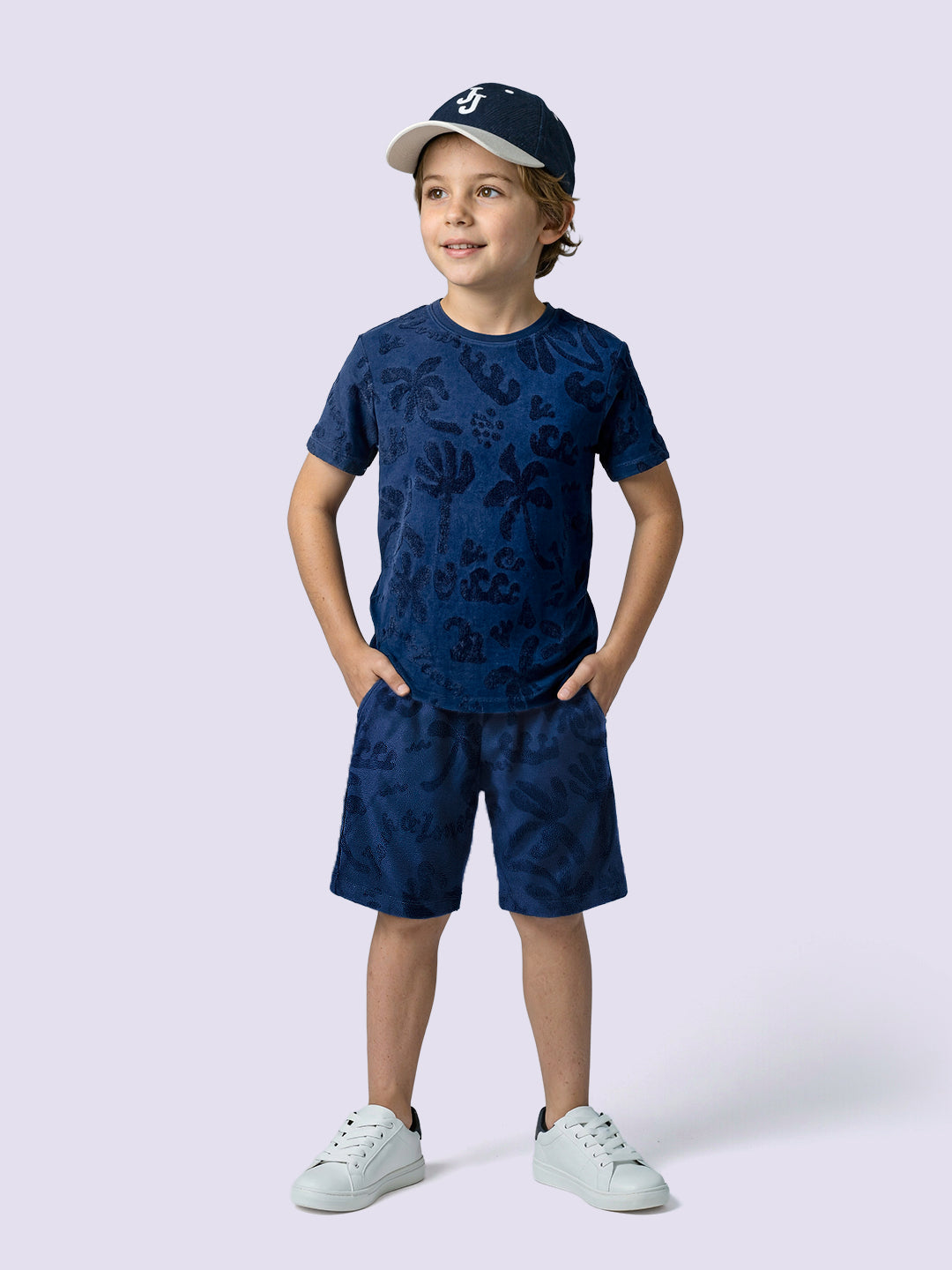 Boys Yellow Tropical Jacquard Cotton Regular Fit T-Shirt