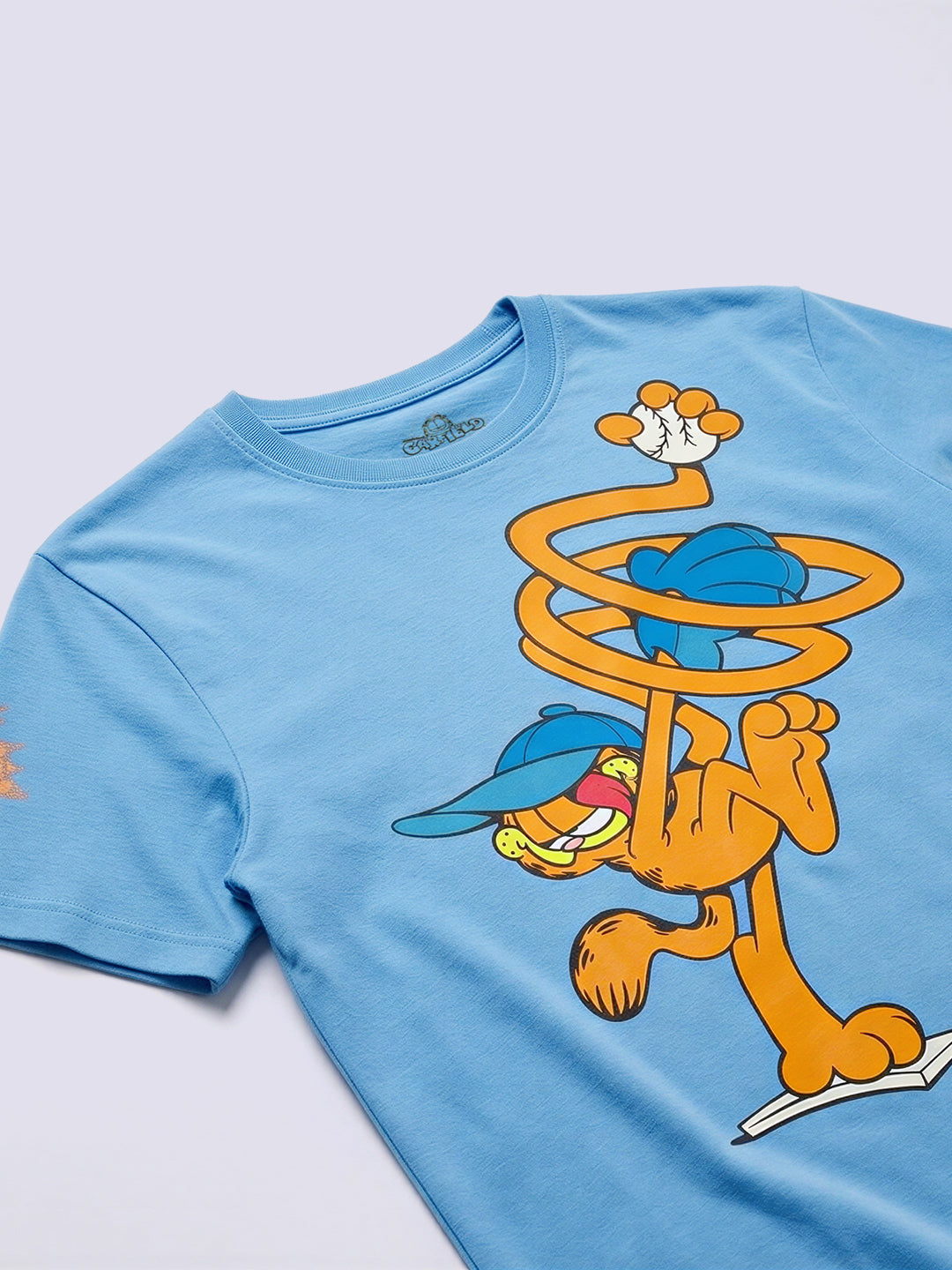 Boys Blue Garfield Print Cotton Oversized T-Shirt