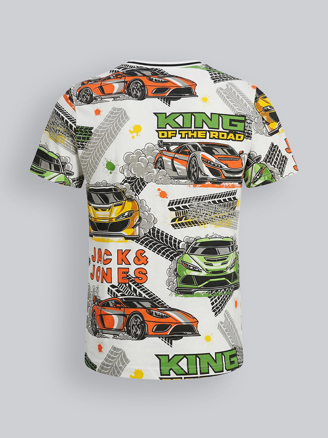 Boys Cotton Car Print Crew Neck Regular T-Shirt