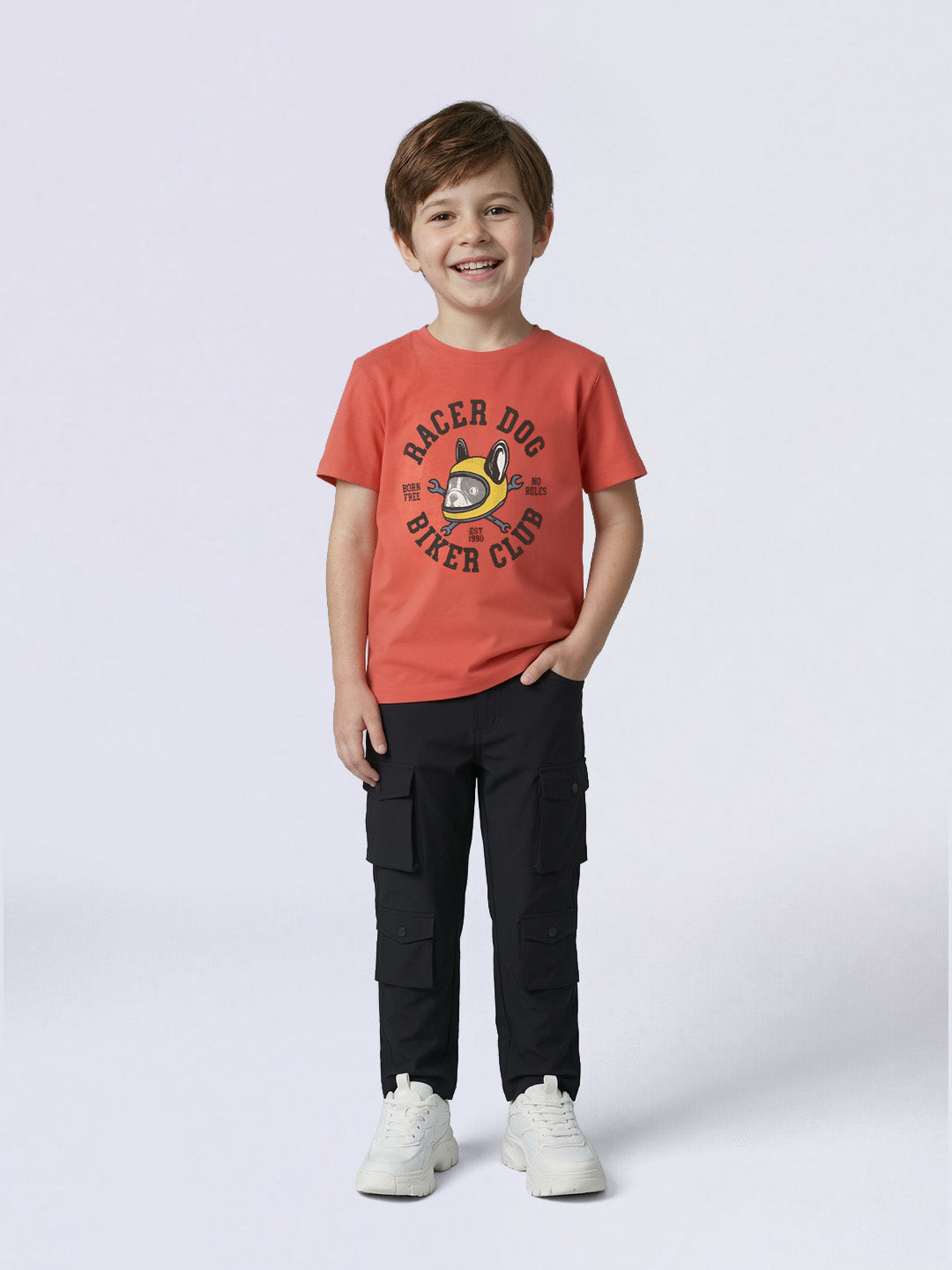 Boys Black Utility Cargo Casual Pants