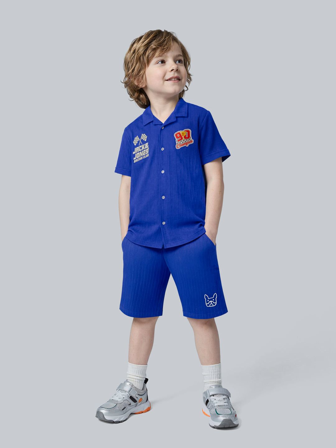 Boys Cotton Textured Casual Shorts with Drawstring