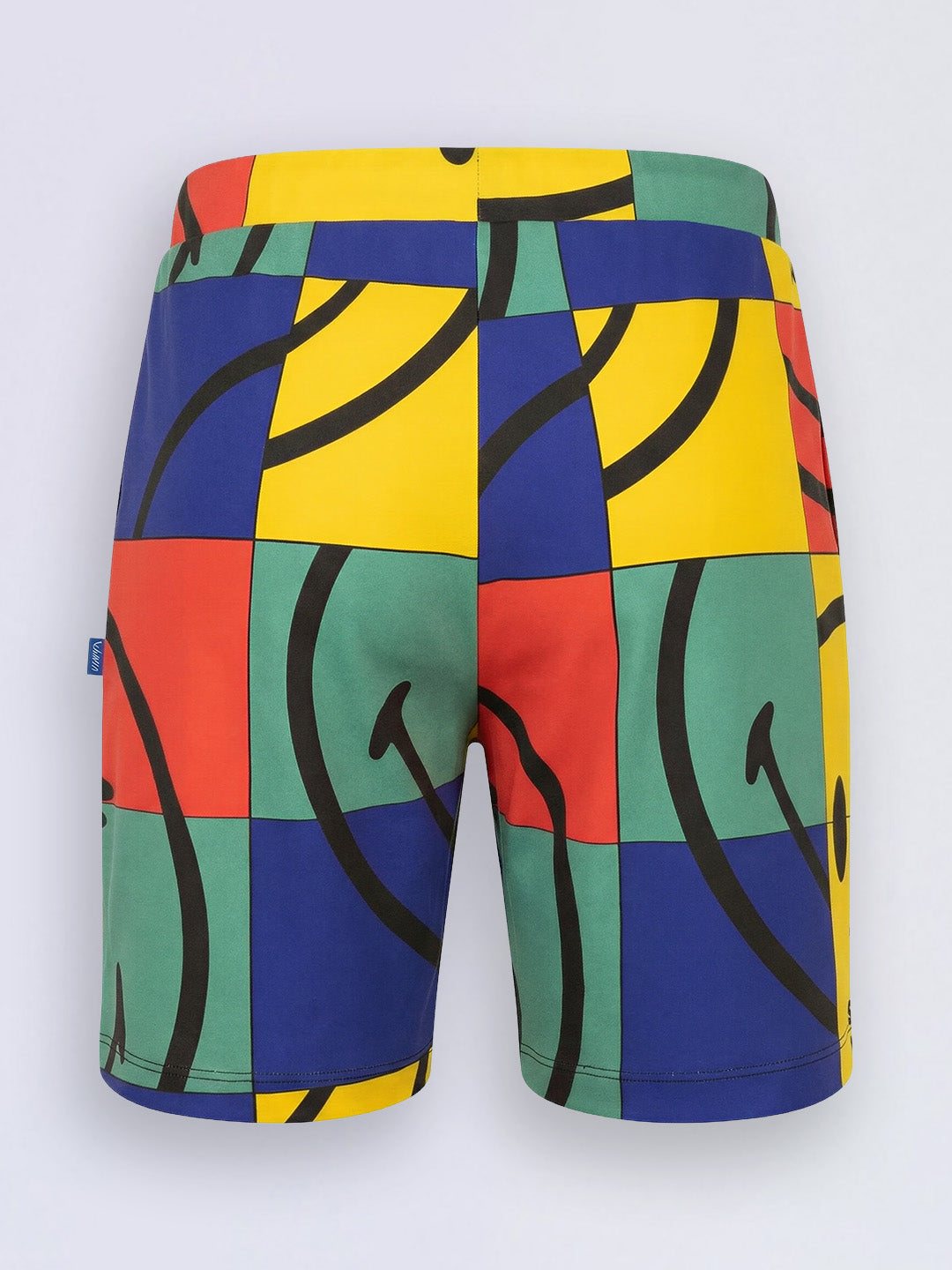 Boys White Smiley Printed Oversized Cotton Shorts