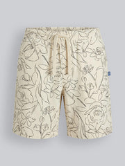 Boys Cotton Blend Floral Print Drawstring Shorts