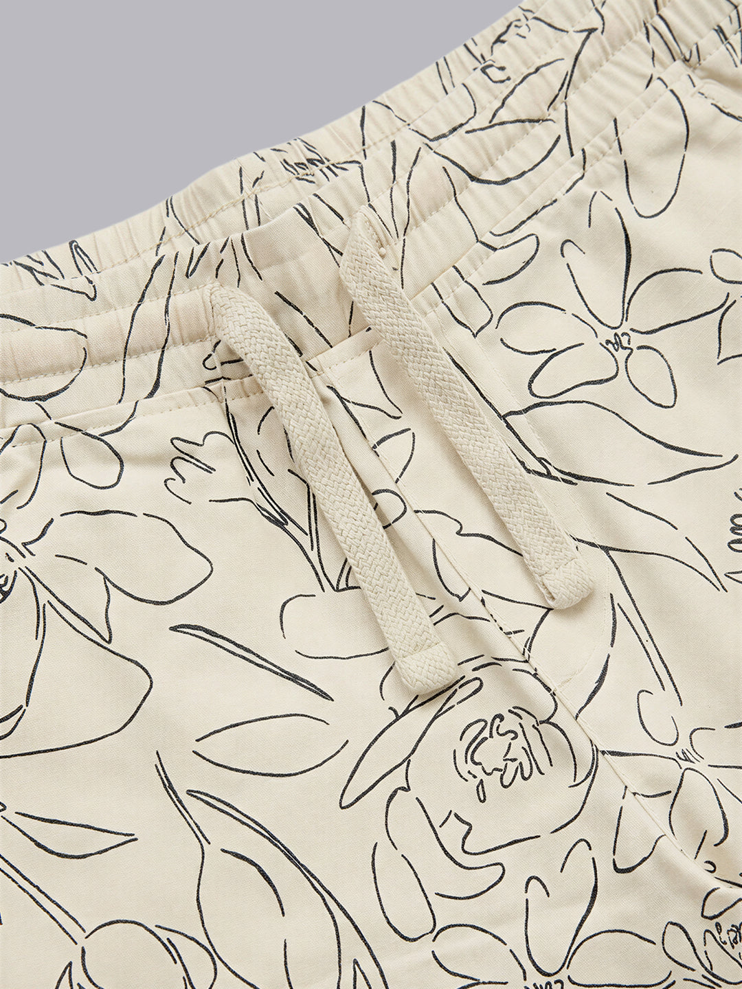 Boys Cotton Blend Floral Print Drawstring Shorts