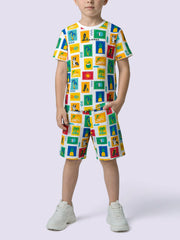 Boys White Multi-Colour Printed Cotton Regular Fit Shorts