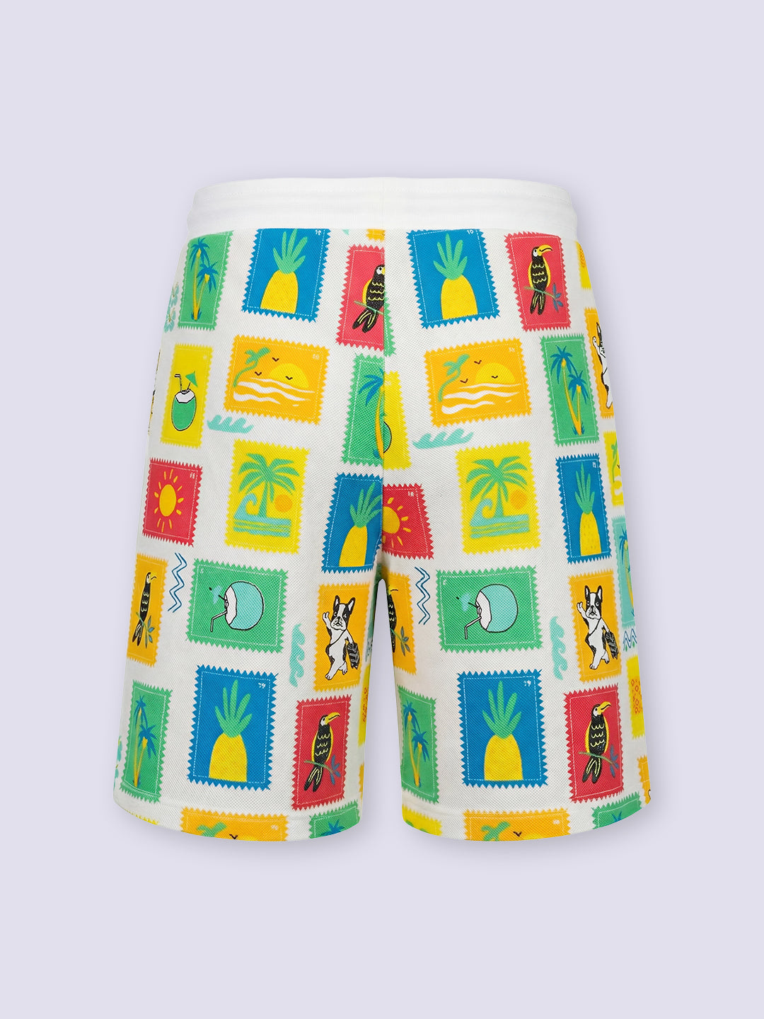 Boys White Multi-Colour Printed Cotton Regular Fit Shorts