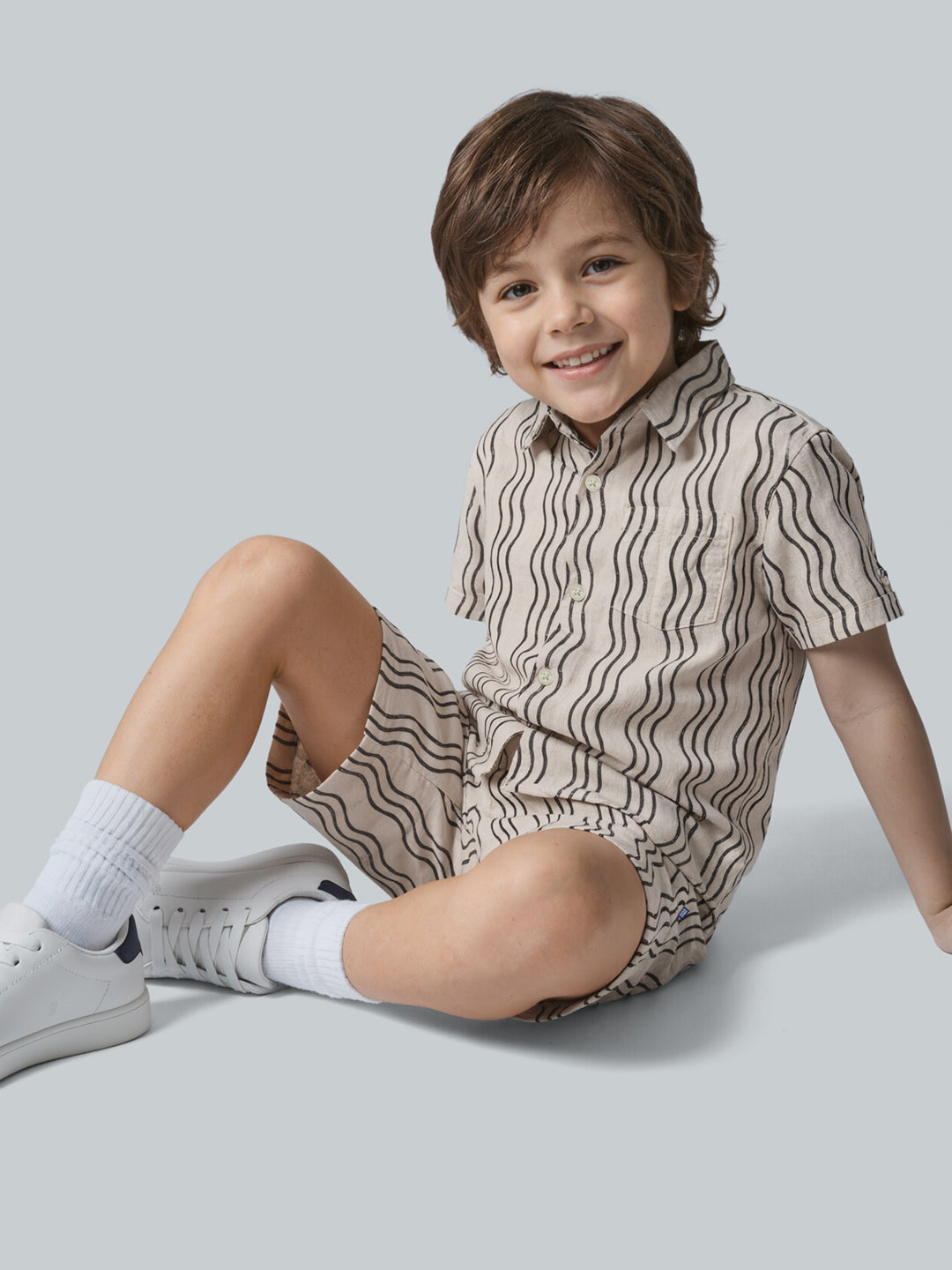 Boys Printed Cotton Casual Shorts with Drawstring