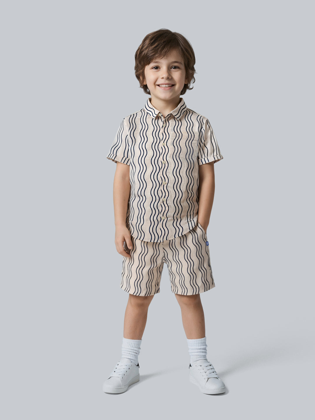 Boys Printed Cotton Casual Shorts with Drawstring