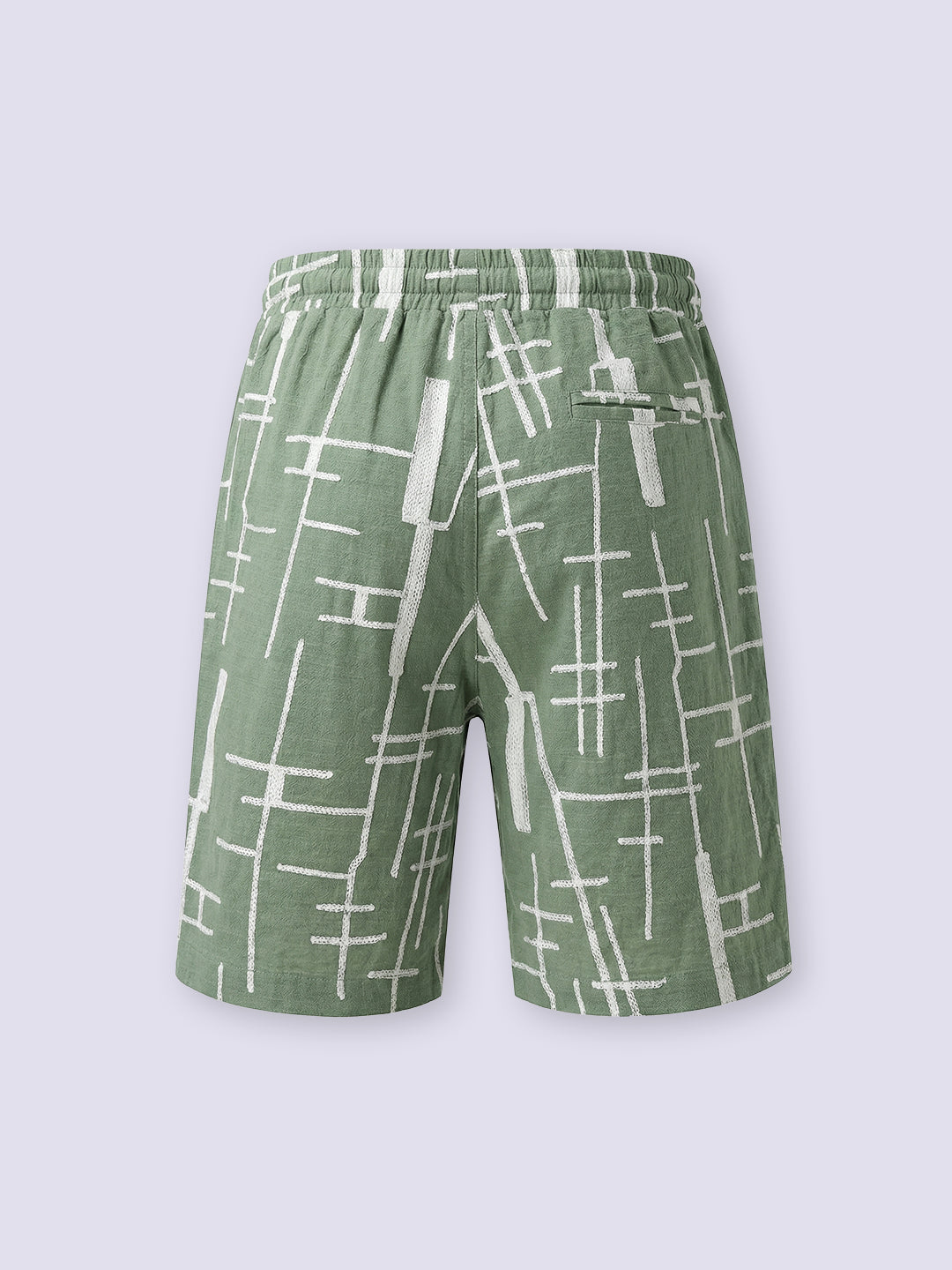 Boys Green Embroidered Cotton Casual Shorts