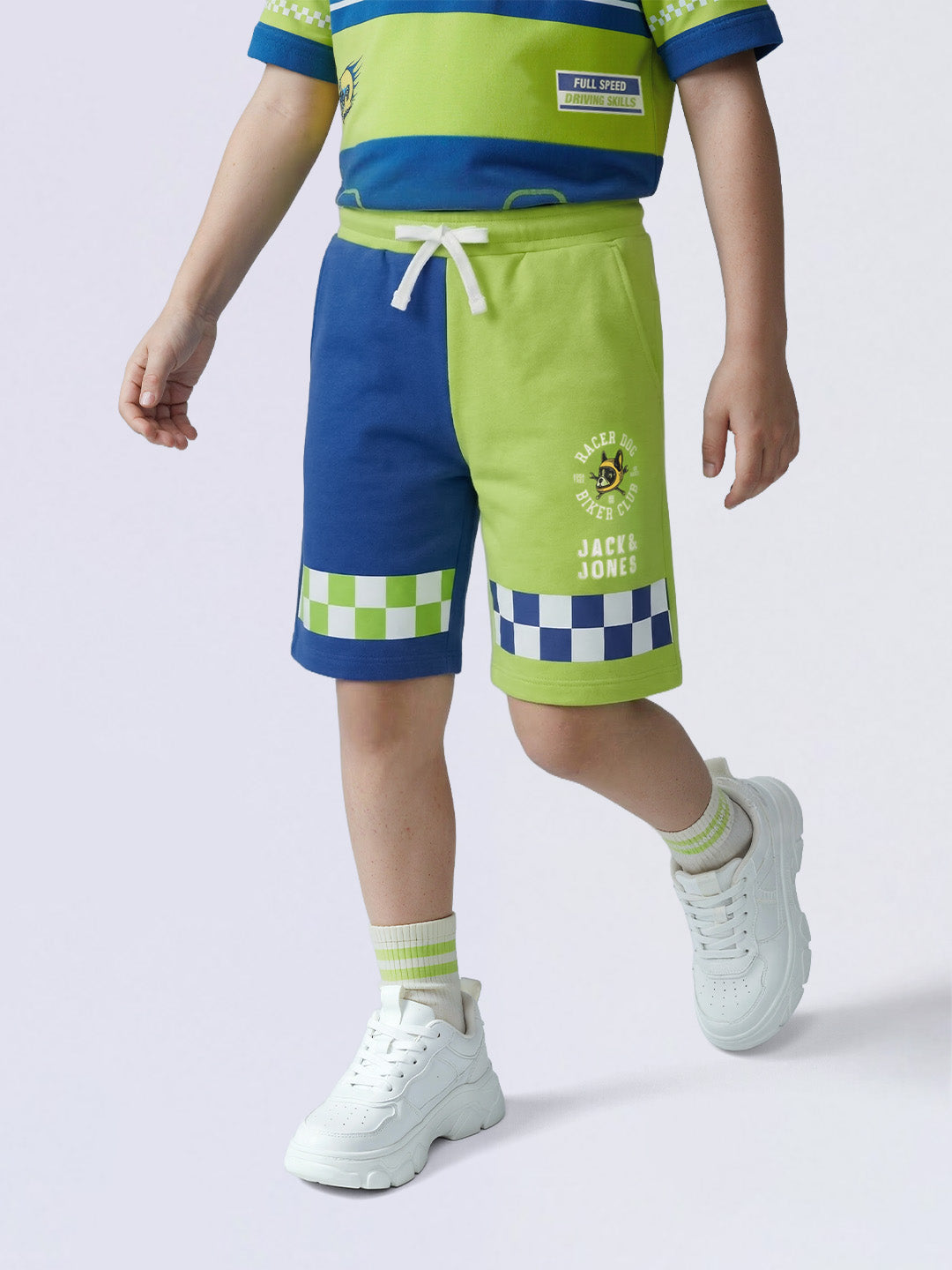 Boys Navy Blue Colourblocked Cotton Shorts