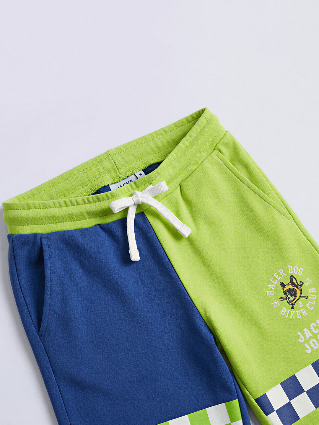 Boys Navy Blue Colourblocked Cotton Shorts