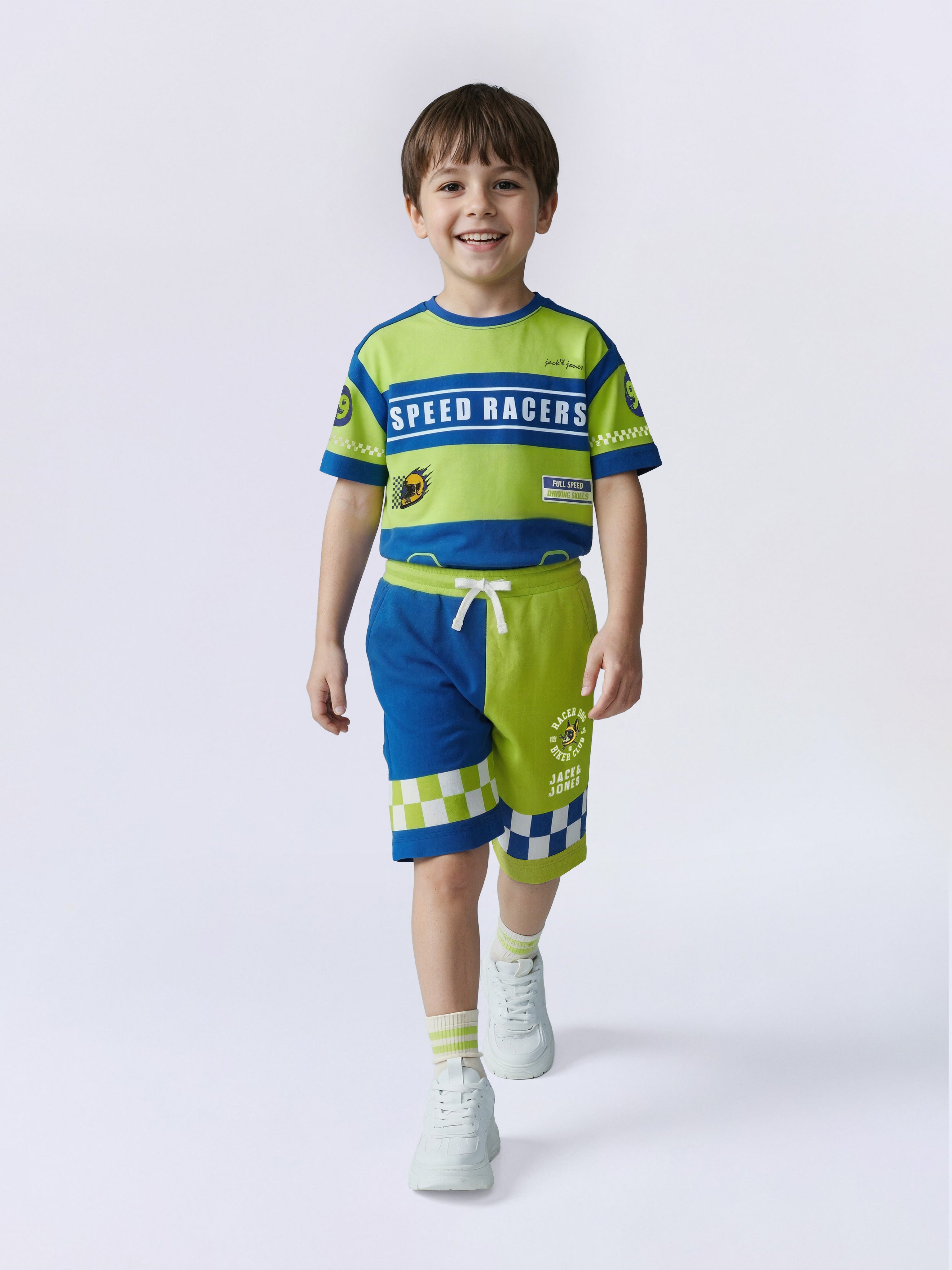 Boys Navy Blue Colourblocked Cotton Shorts