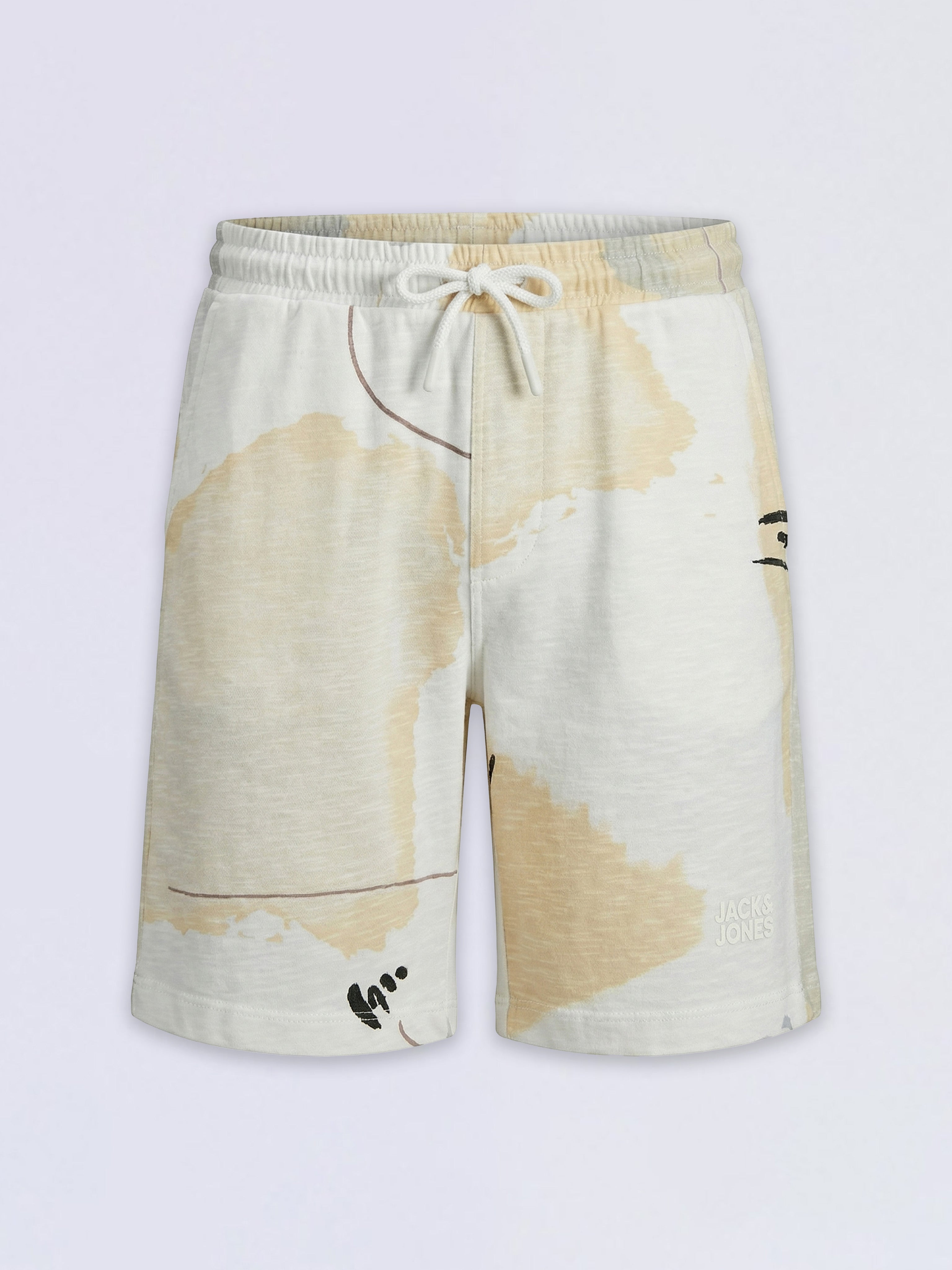 Boys White Printed Cotton Casual Shorts