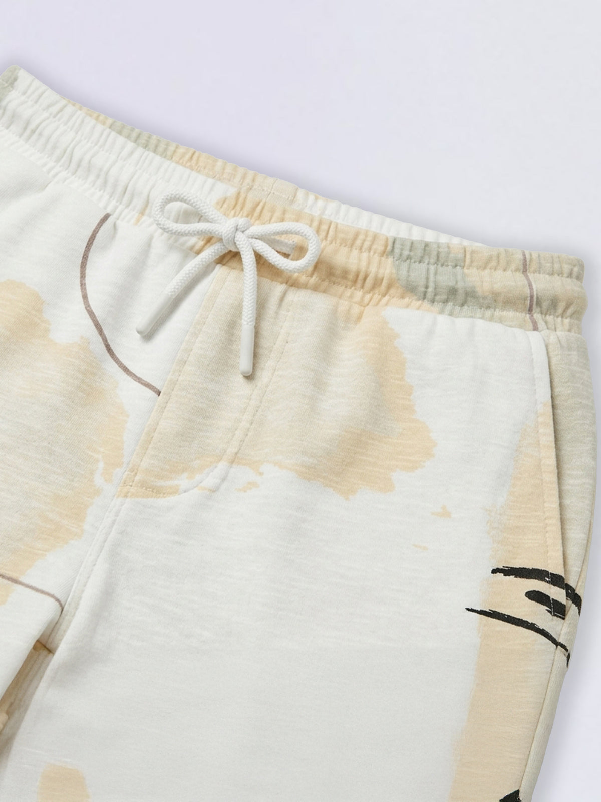 Boys White Printed Cotton Casual Shorts