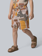 Boys Cotton Abstract Print Drawstring Regular Shorts