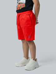 Boys Red Cotton Drawstring Casual Shorts