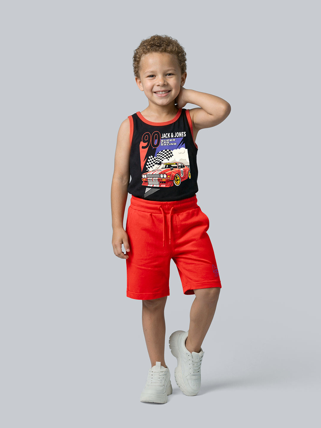 Boys Red Cotton Drawstring Casual Shorts