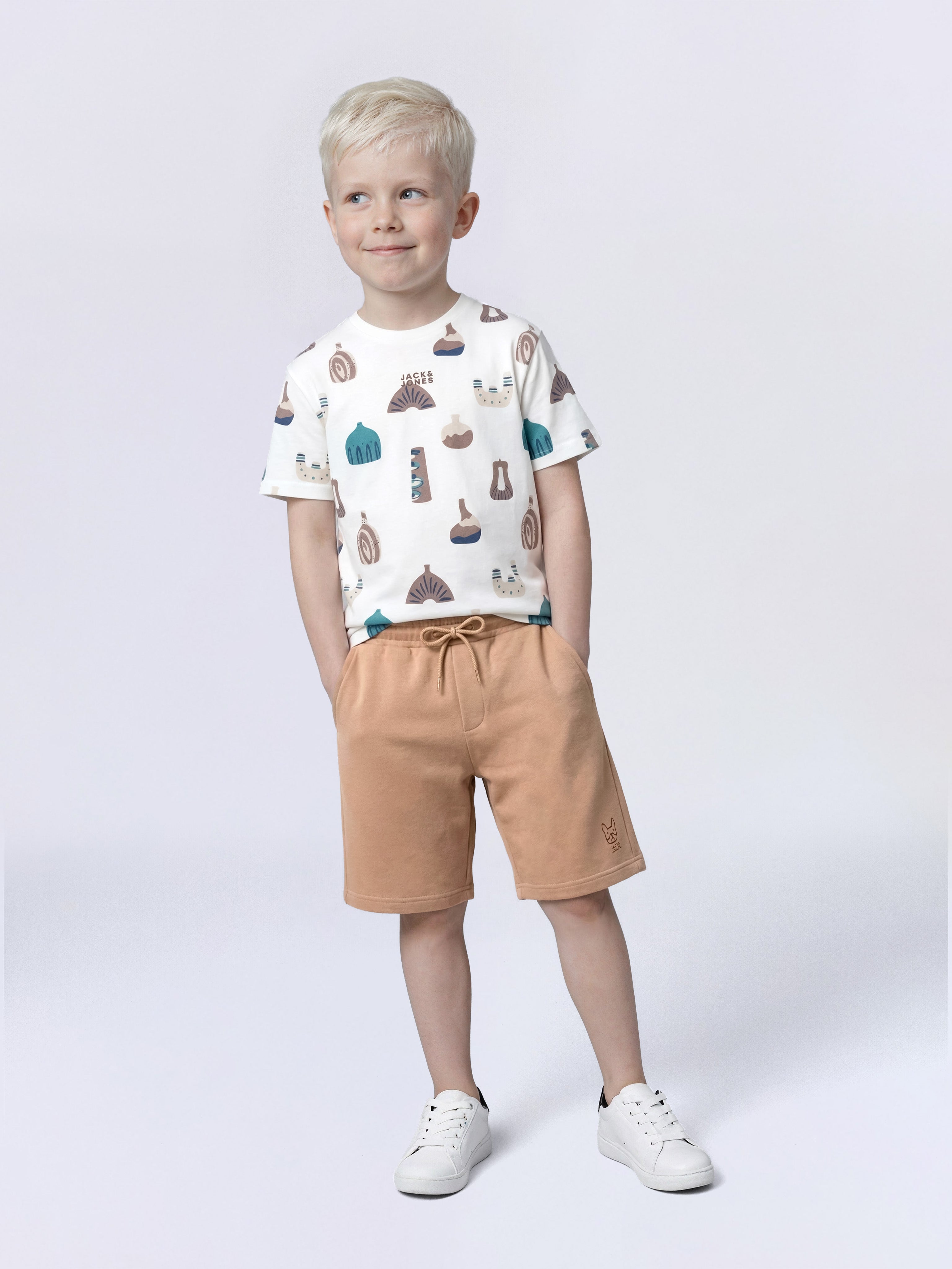 Boys Warm Taupe Brown Cotton Stretch Knit Shorts