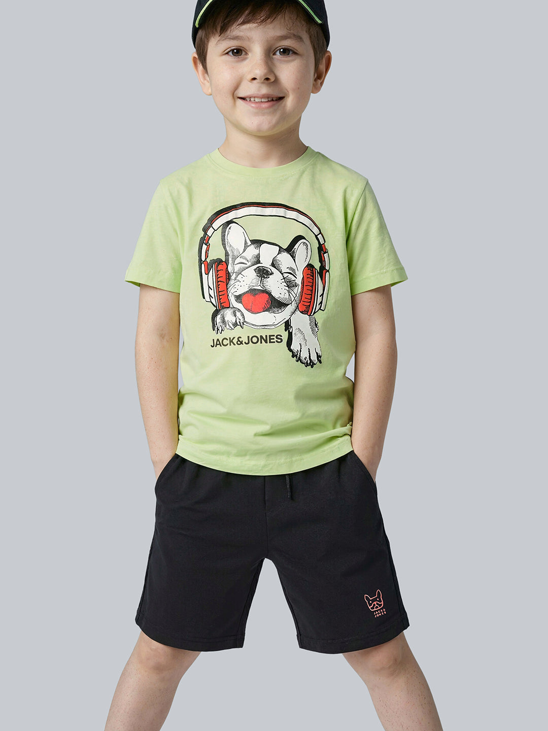 Boys Black Cotton Drawstring Casual Shorts