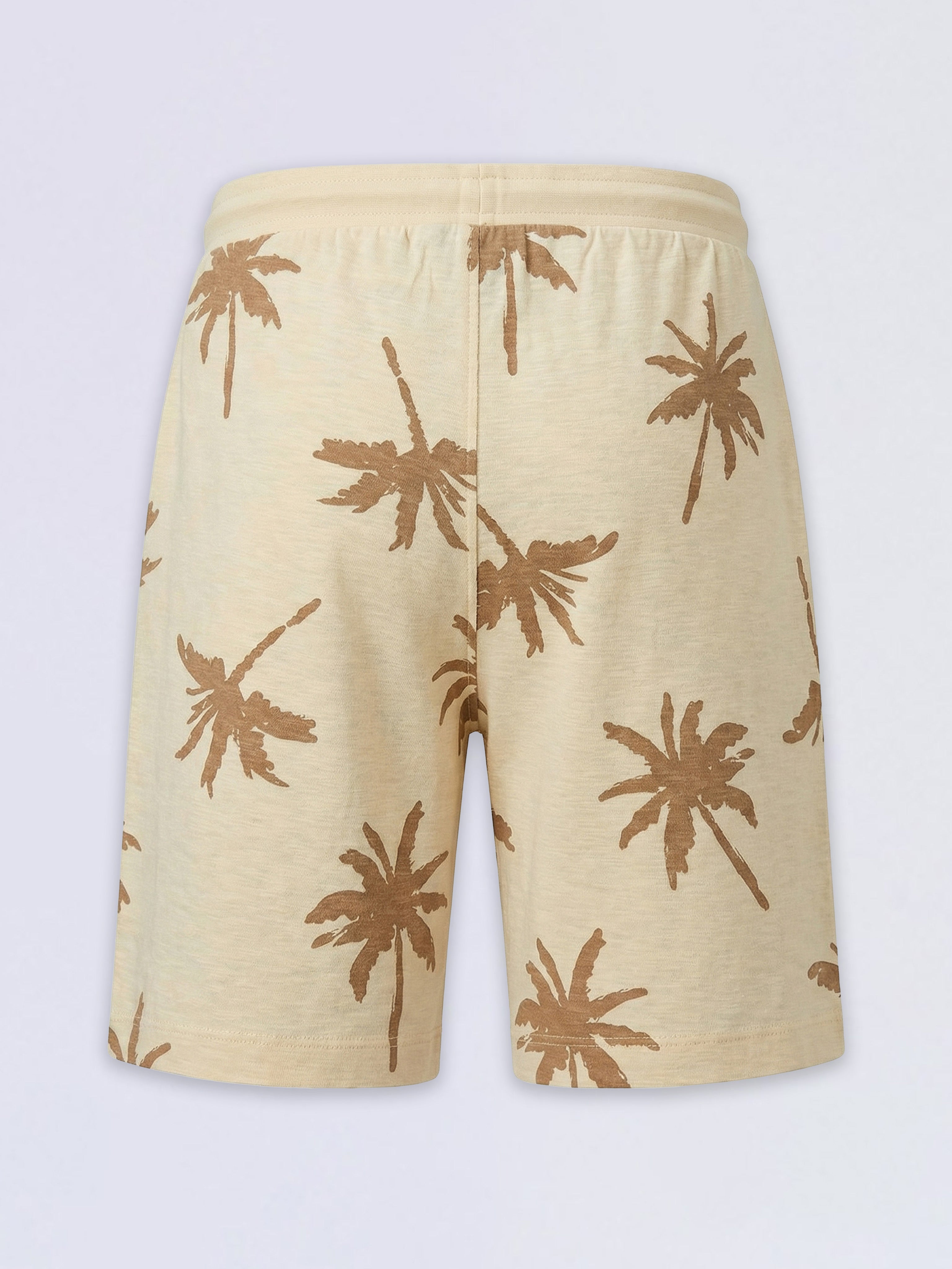 Boys Beige Palm Tree Printed Cotton Shorts