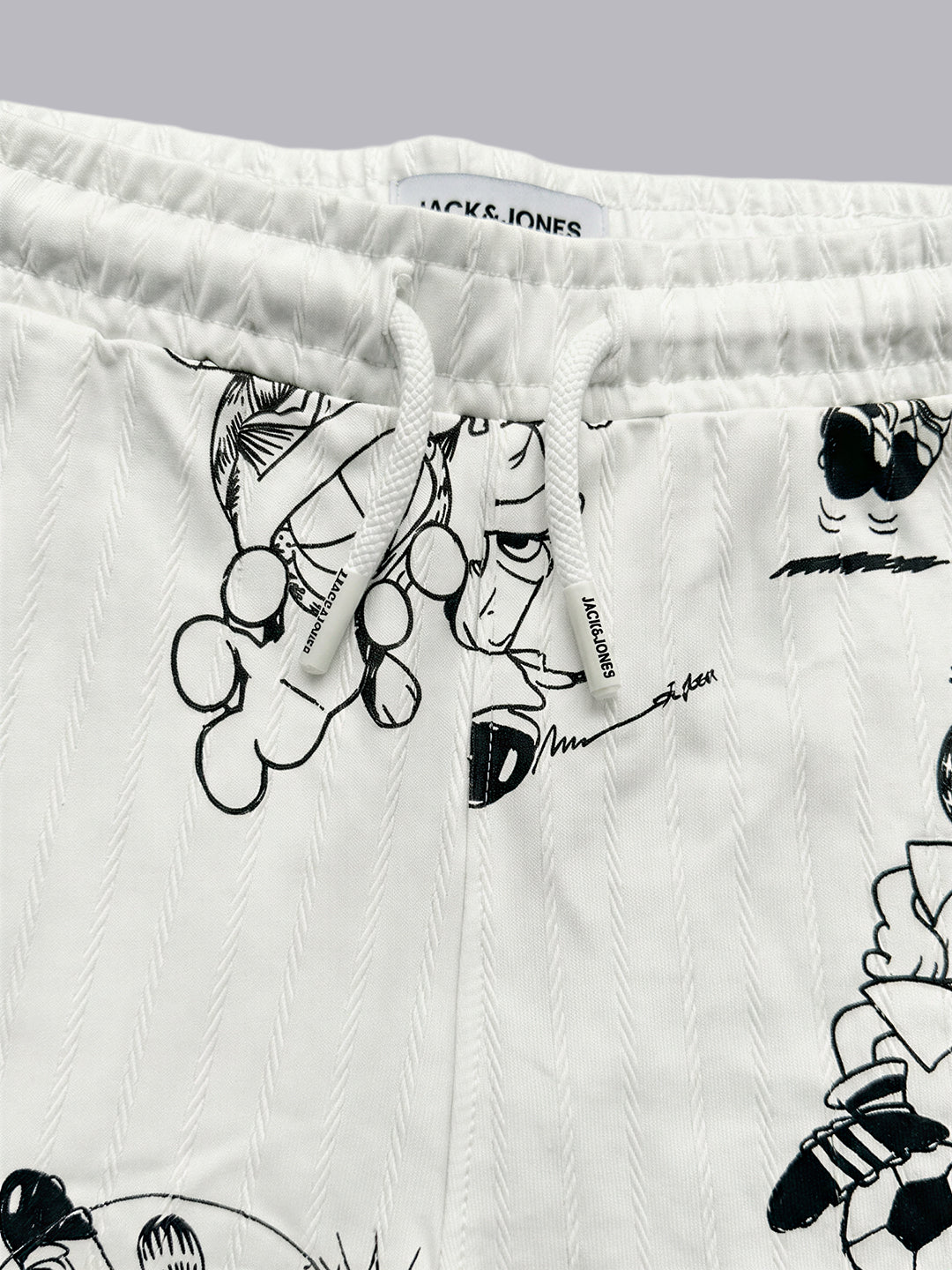 Boys White Garfield Print Cotton Casual Shorts