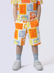 Boys Orange Colourblocked Cotton Casual Shorts