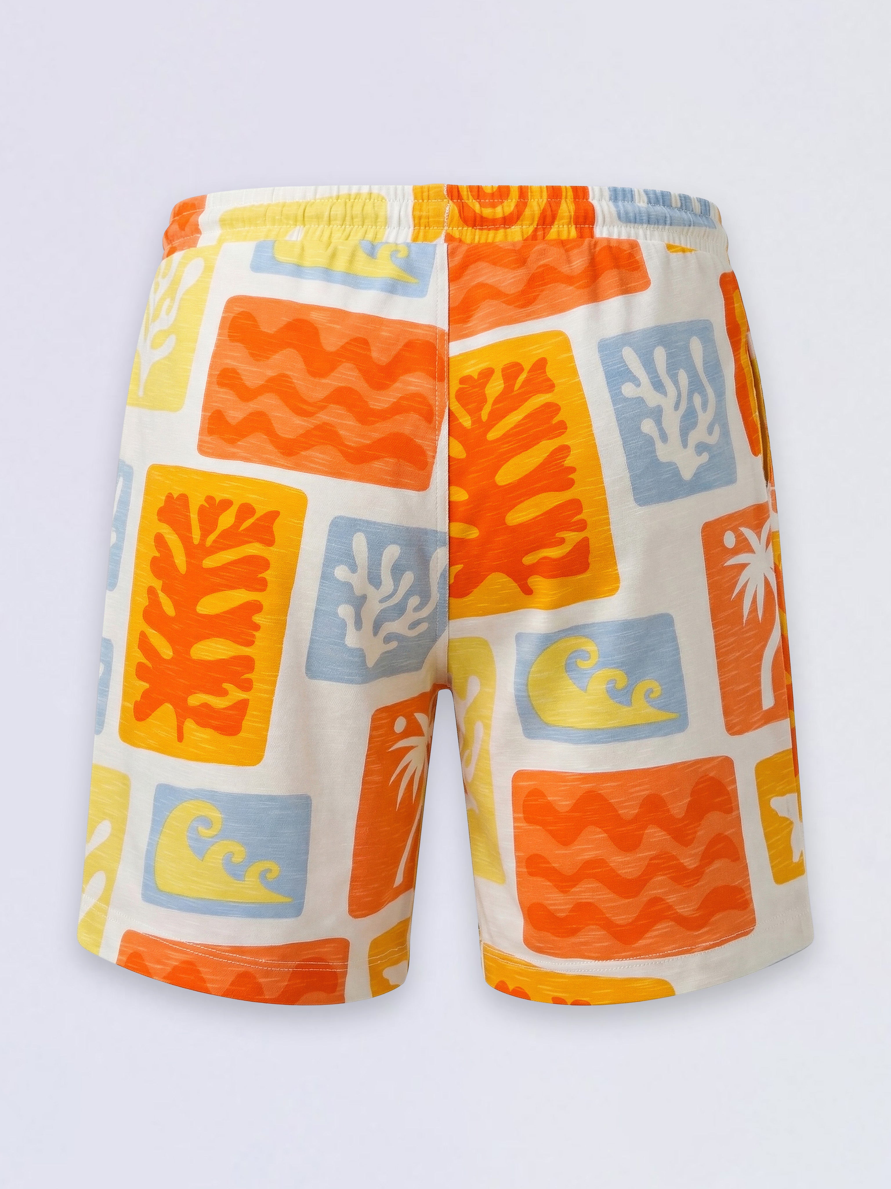 Boys Orange Colourblocked Cotton Casual Shorts