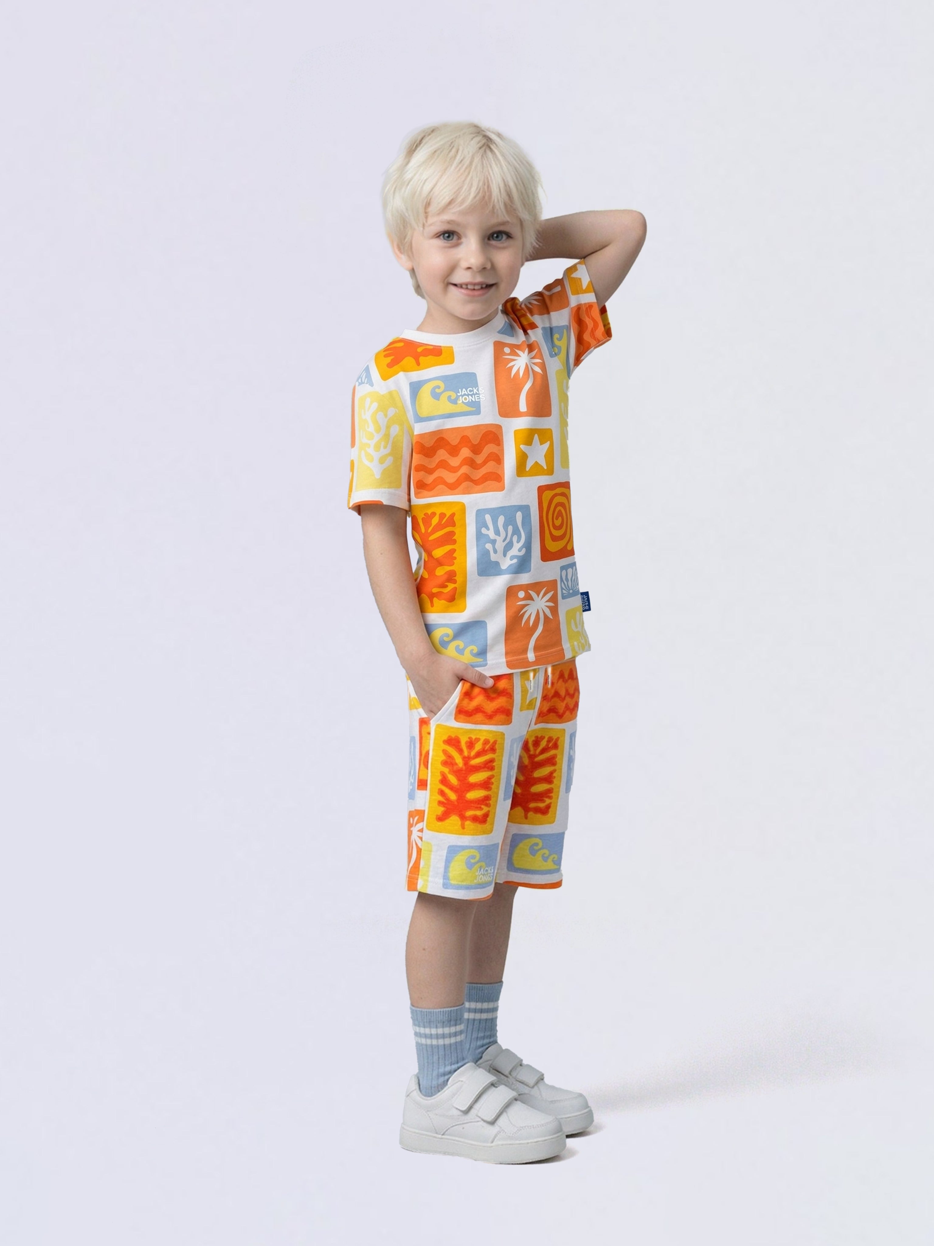 Boys Orange Colourblocked Cotton Casual Shorts