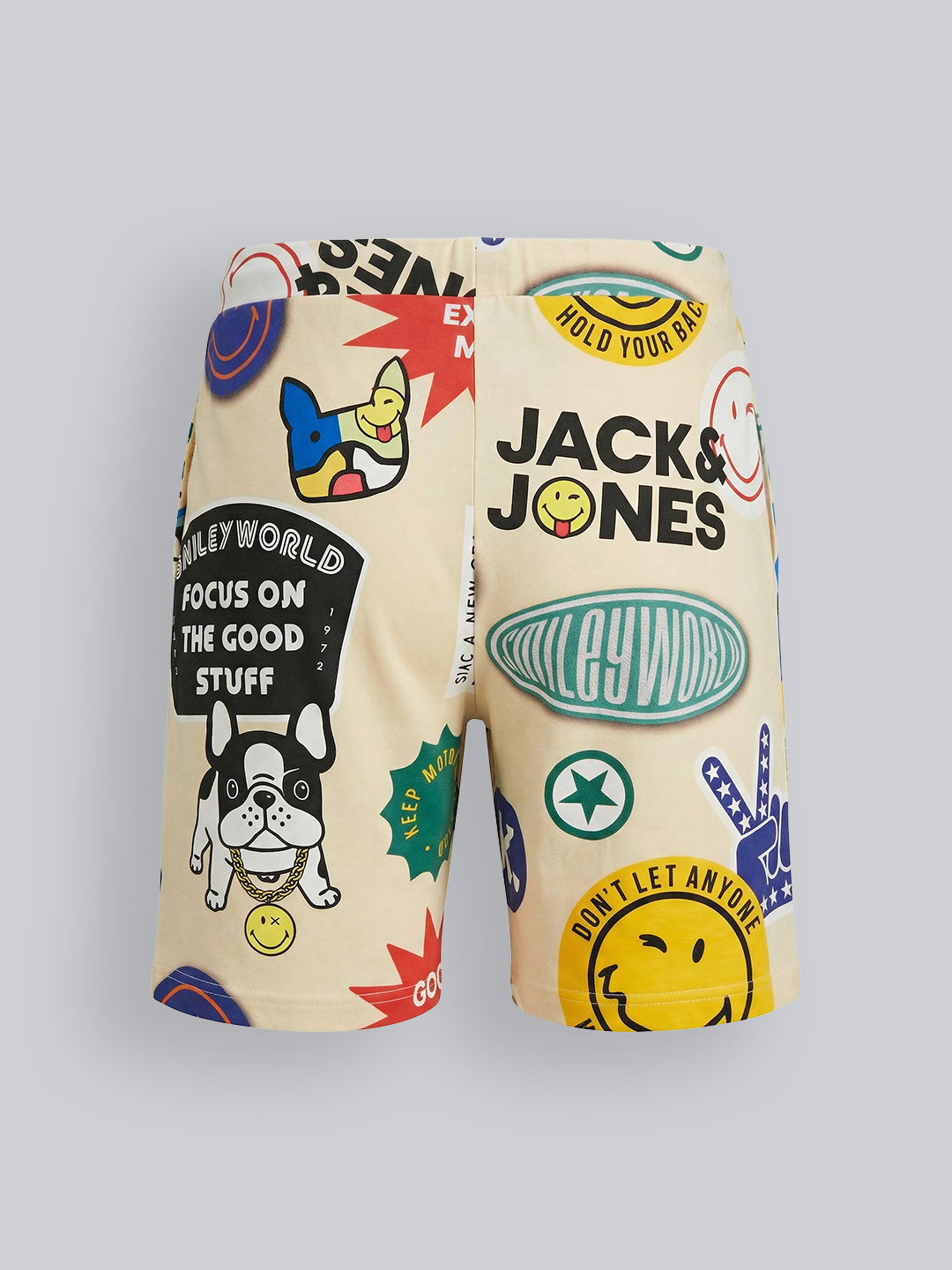 Boys Cotton Badge Print Drawstring Oversized Shorts