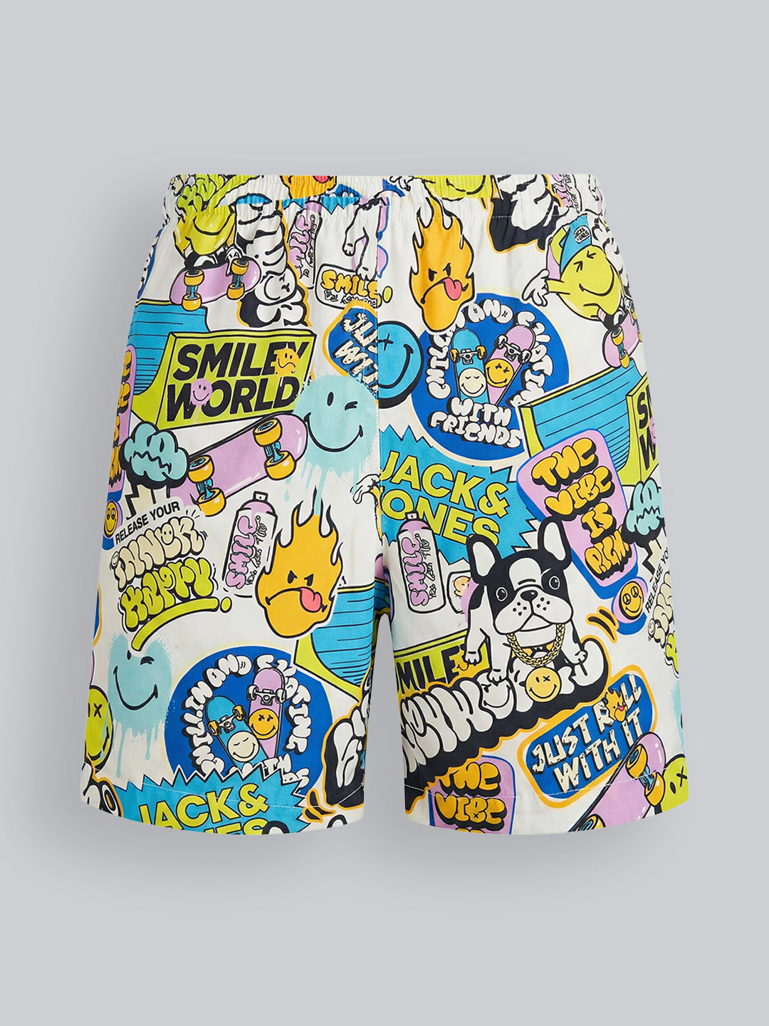 Boys Cotton Cartoon Print Drawstring Regular Shorts