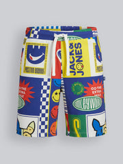 Boys Cotton Smiley Print Drawstring Casual Shorts