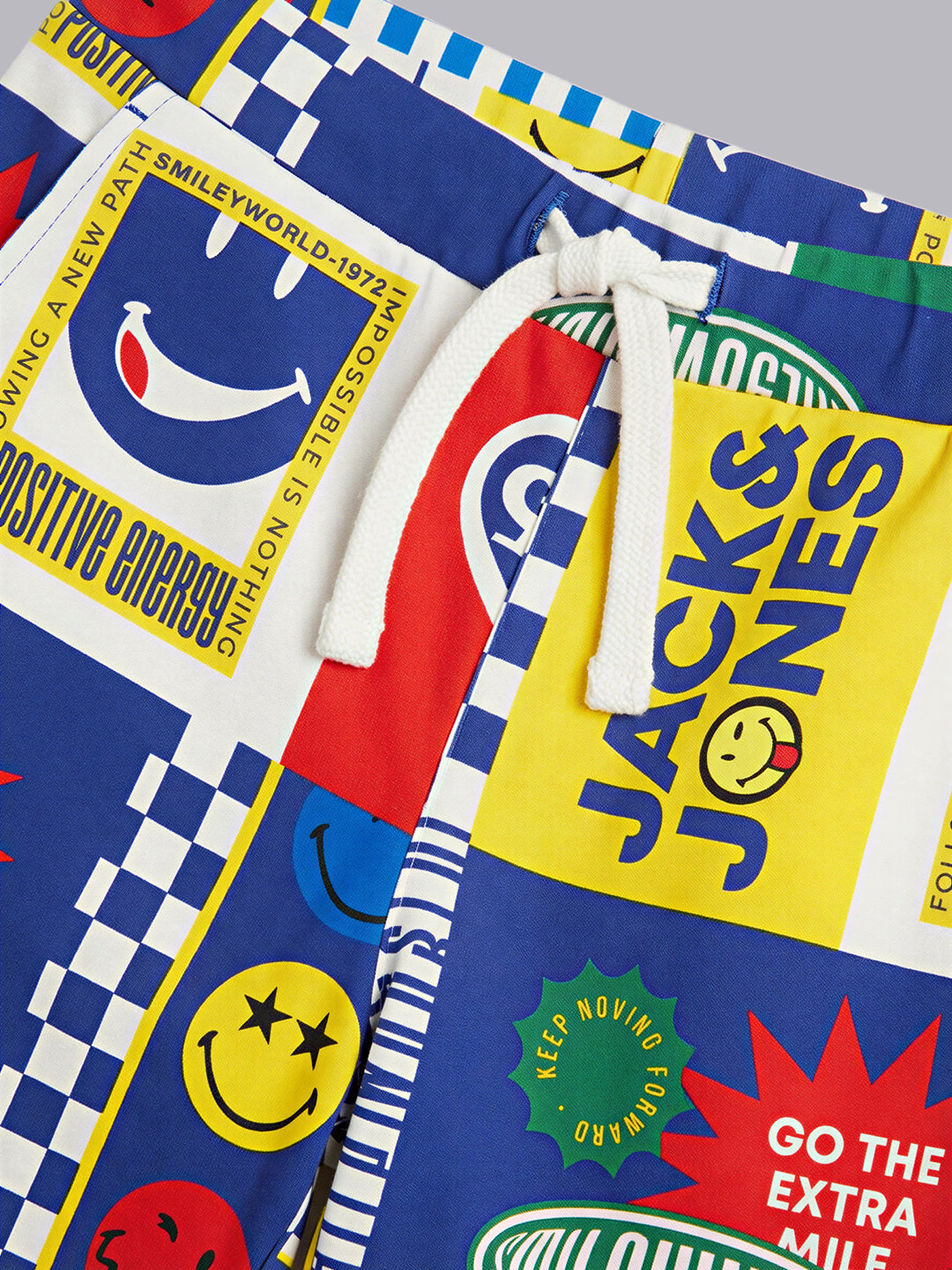 Boys Cotton Smiley Print Drawstring Casual Shorts